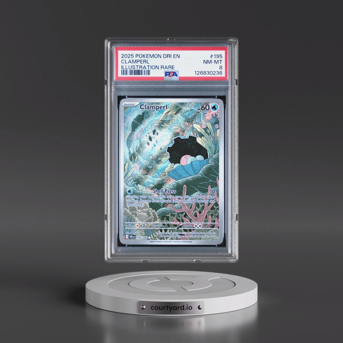 2025 Pokémon Dri EN-Destined Rivals #195 Clamperl - Illustration Rare (PSA 8 NM-MT)