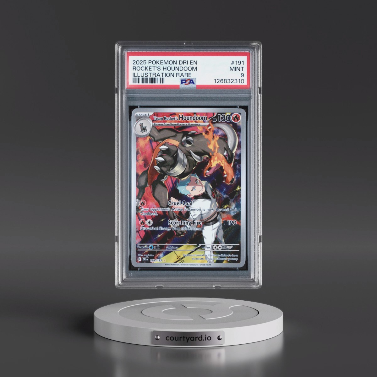 2025 Pokémon Dri EN-Destined Rivals #191 Team Rocket's Houndoom - Illustration Rare (PSA 9 MINT)