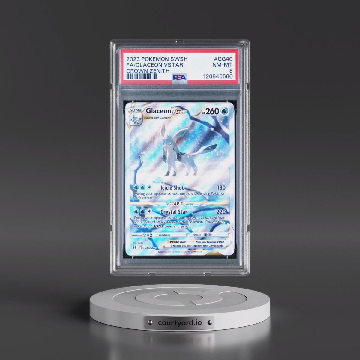 2023 Pokémon Sword and Shield Crown Zenith #GG40 Glaceon Vstar - Full Art (PSA 8 NM-MT)