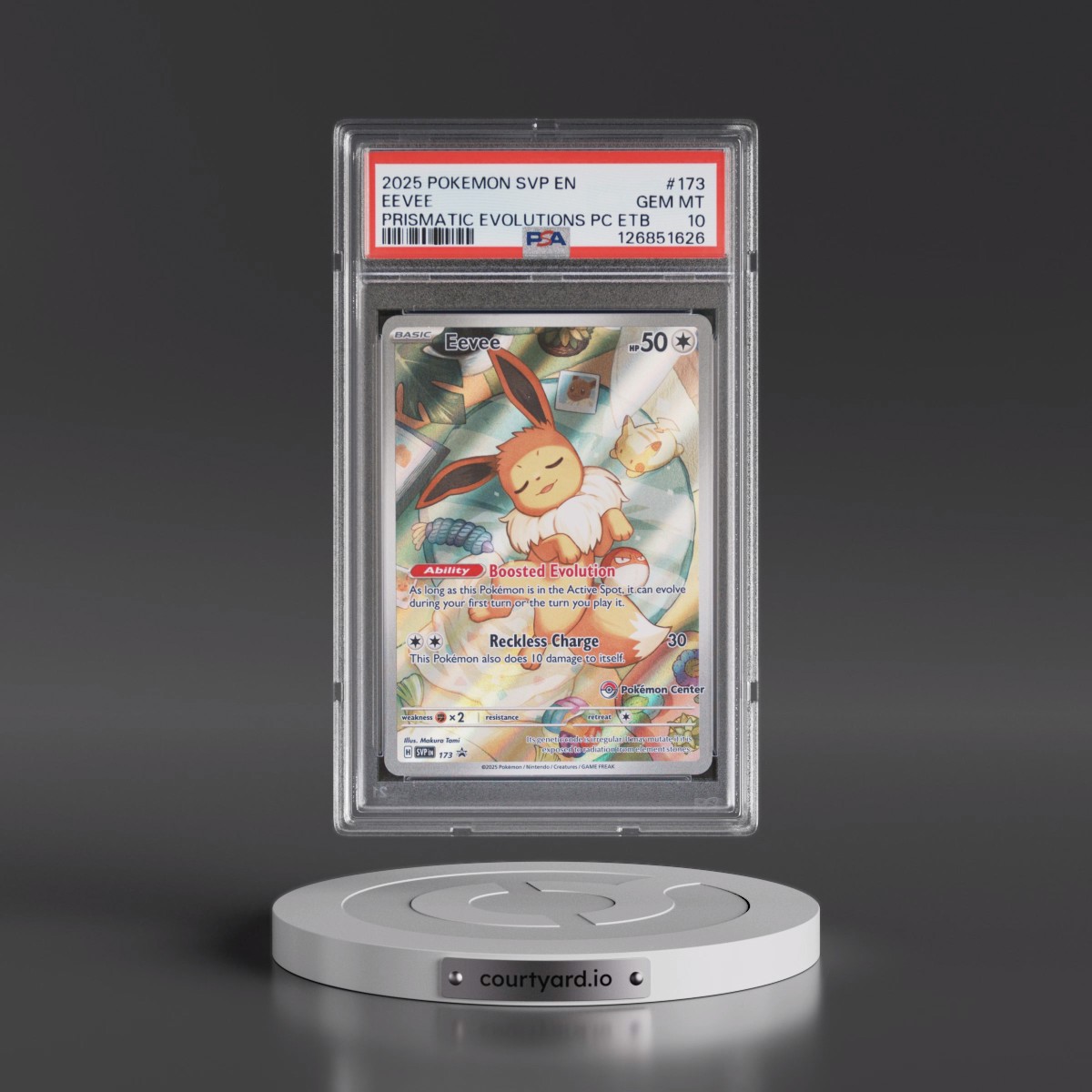 2025 Pokémon Svp EN-SV Black Star Promo #173 Eevee - Prismatic Evolutions Pokemon Center Elite Trainer Box (PSA 10 GEM MINT)