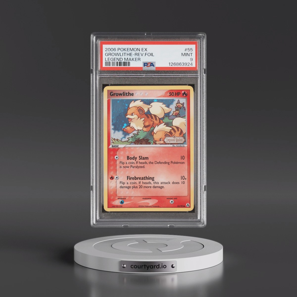 2006 Pokémon EX Legend Maker #55 Growlithe - Reverse Foil (PSA 9 MINT)