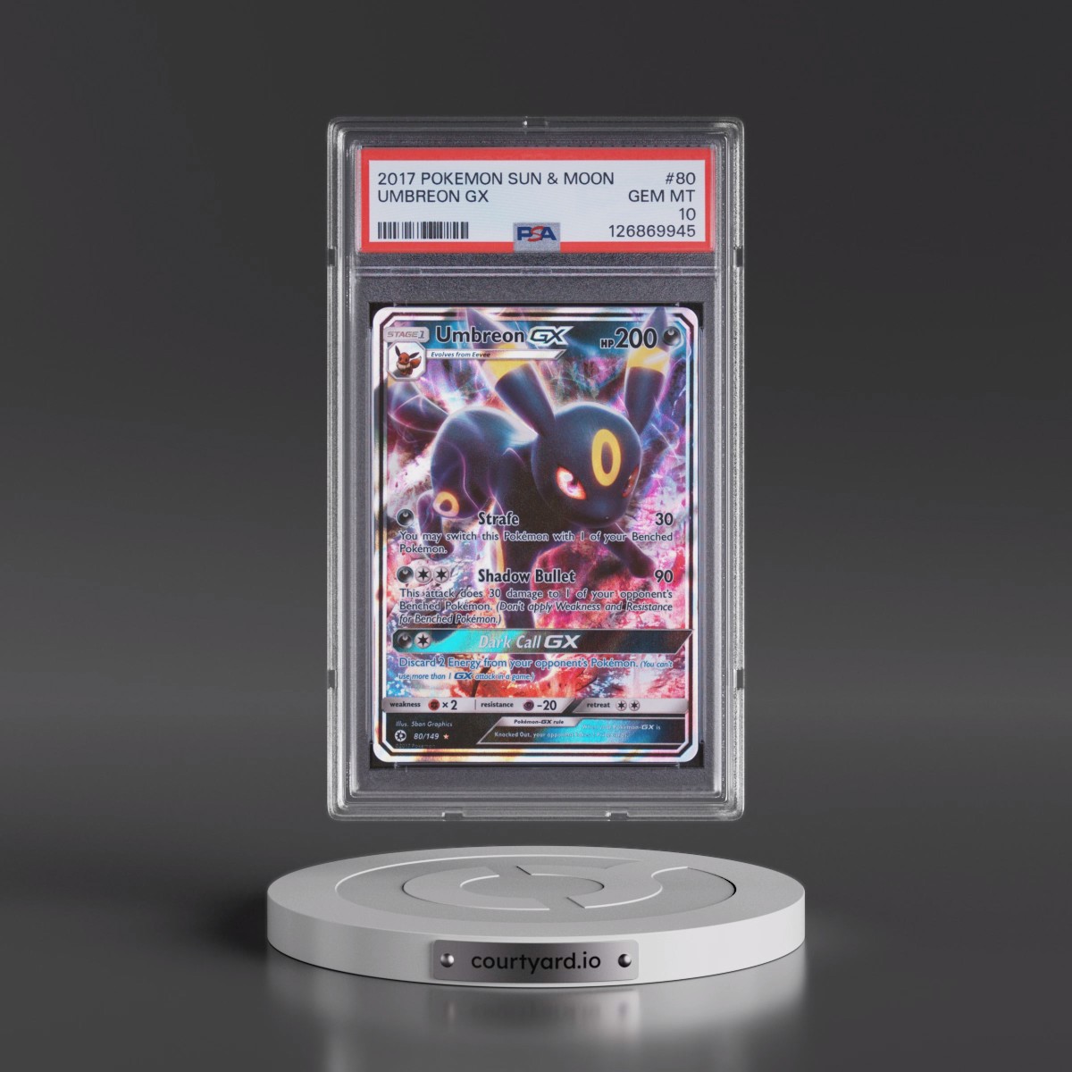 2017 Pokémon Sun & Moon #80 Umbreon GX - Holo (PSA 10 GEM MINT)