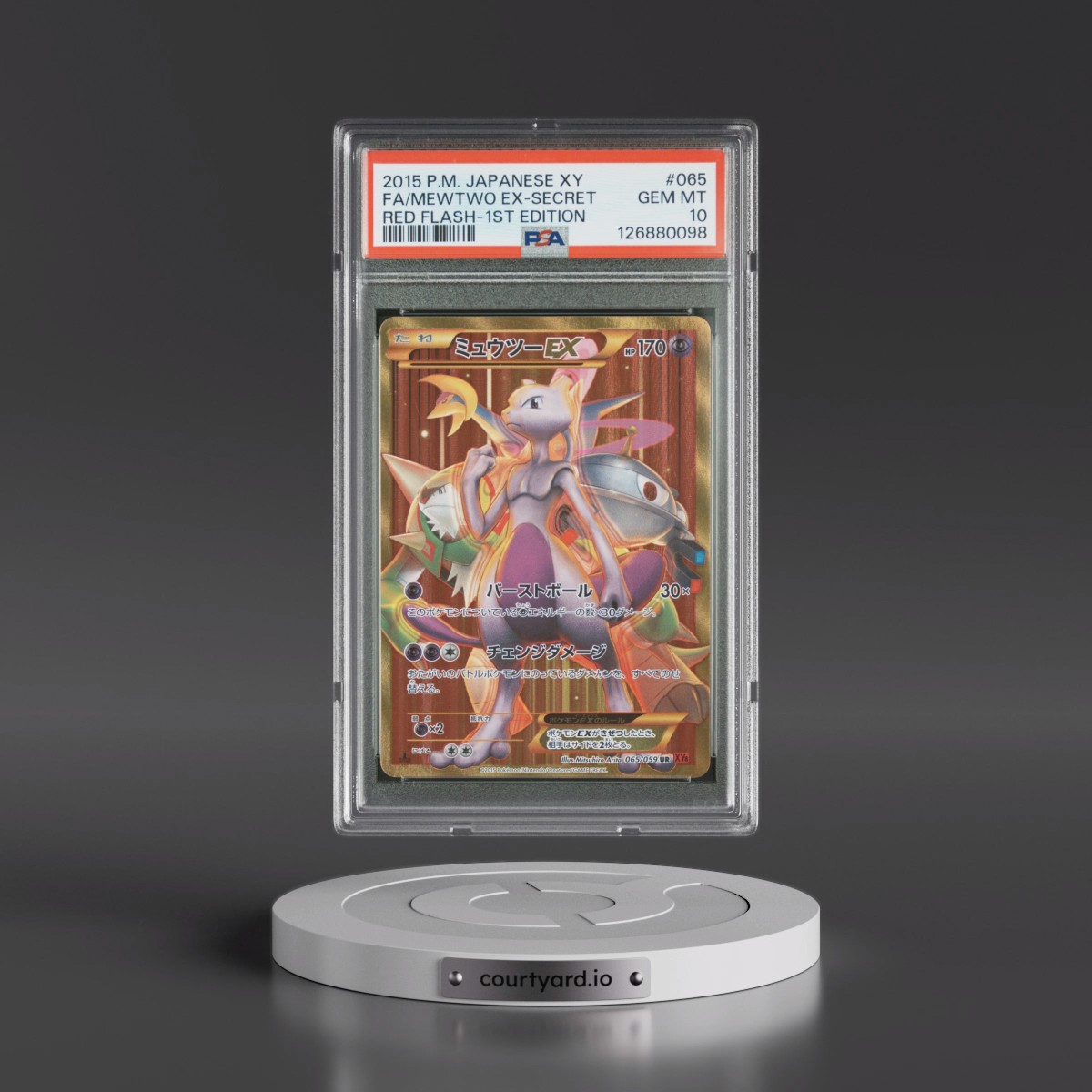2015 Pokémon XY Red Flash #065 Mewtwo EX-Secret - 1st Edition Full Art (PSA 10 GEM MINT)