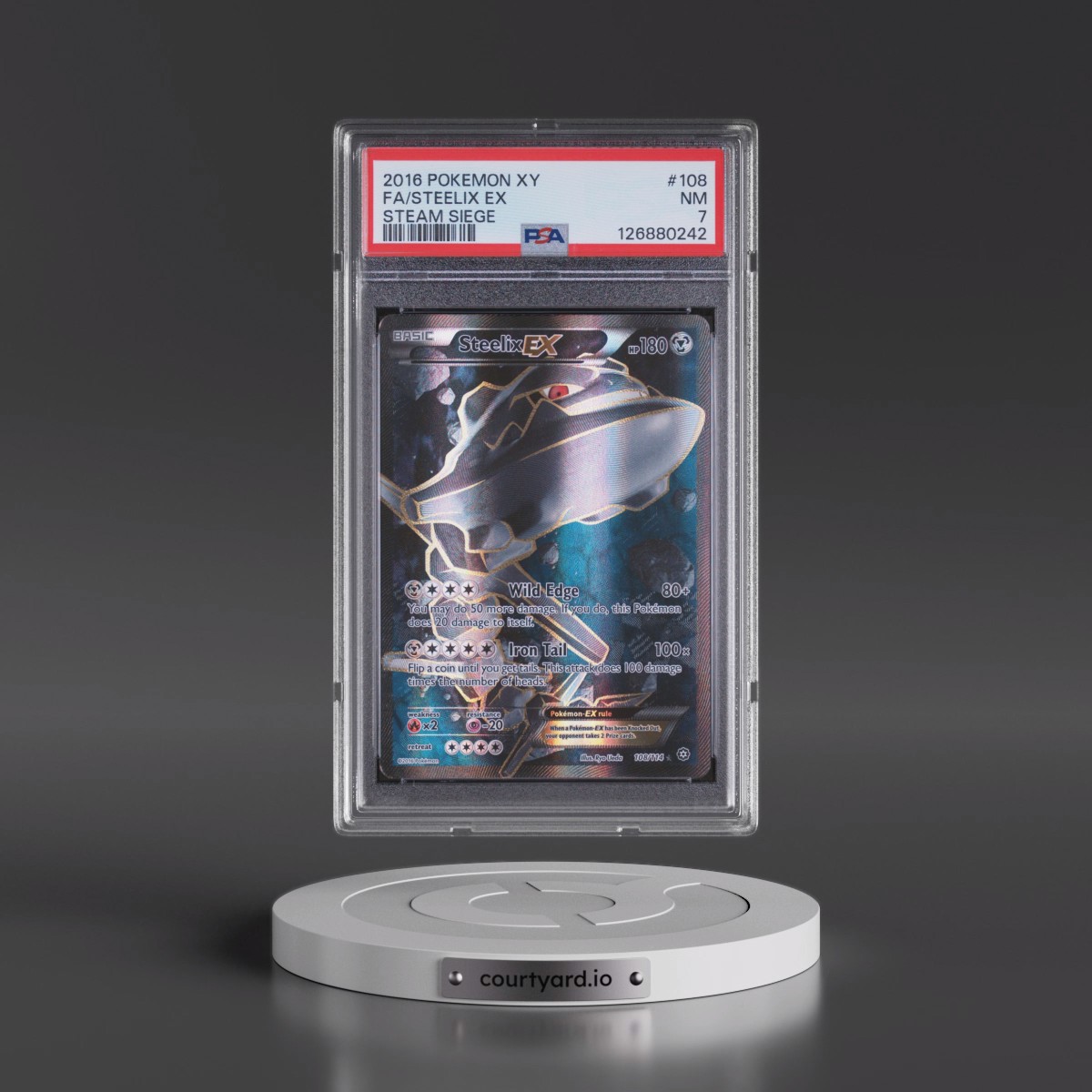 2016 Pokémon XY Steam Siege #108 Steelix EX - Holo Full Art (PSA 7 NM)