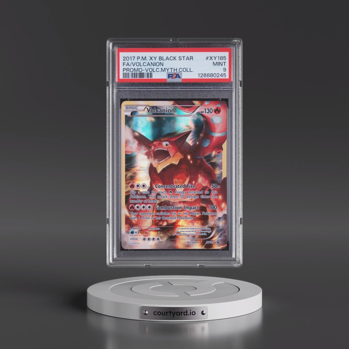 2017 Pokémon XY Black Star Promo #XY185 Volcanion - Full Art Volcanion Mythical Collection (PSA 9 MINT)