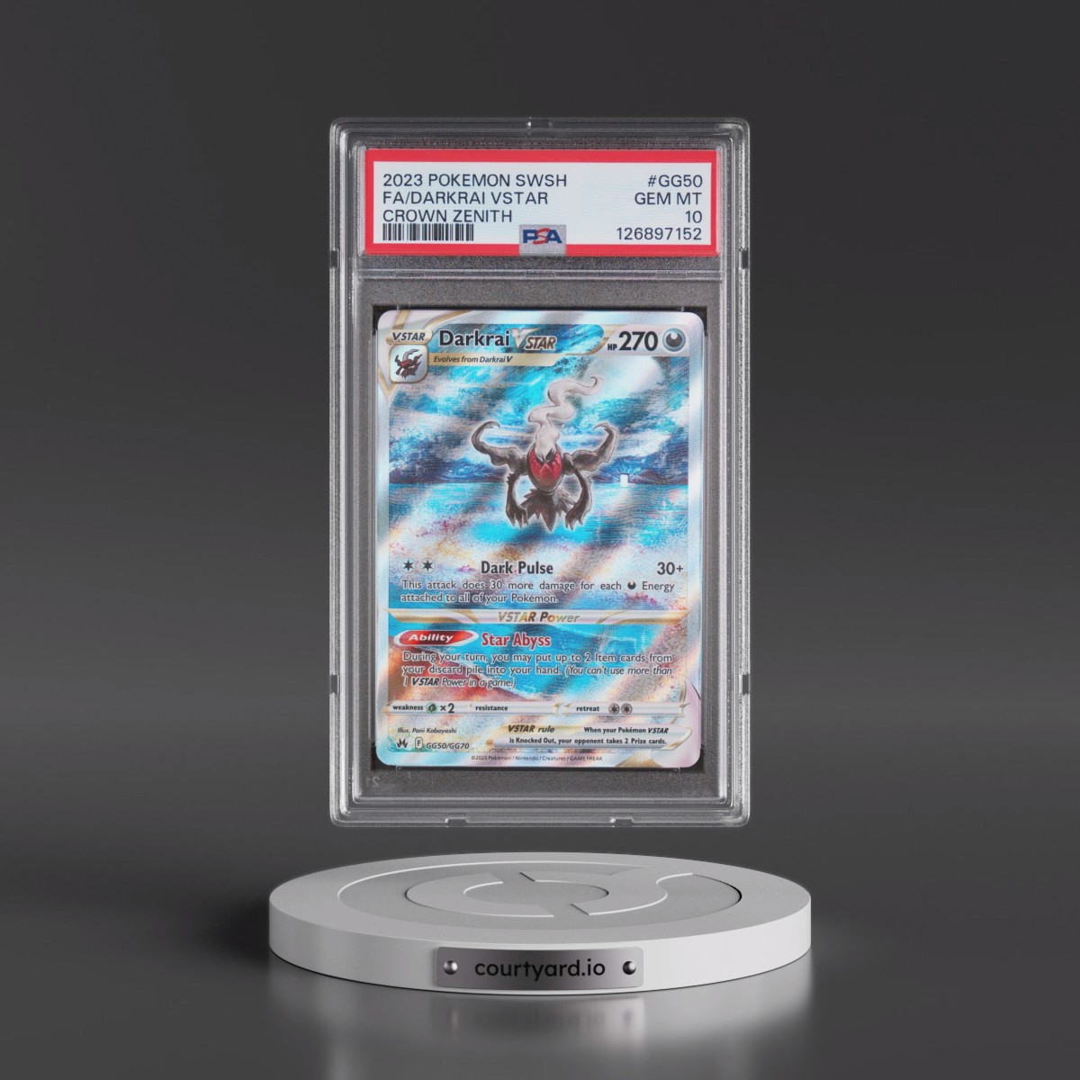 2023 Pokémon Sword and Shield Crown Zenith #GG50 Darkrai Vstar - Full Art (PSA 10 GEM MINT)