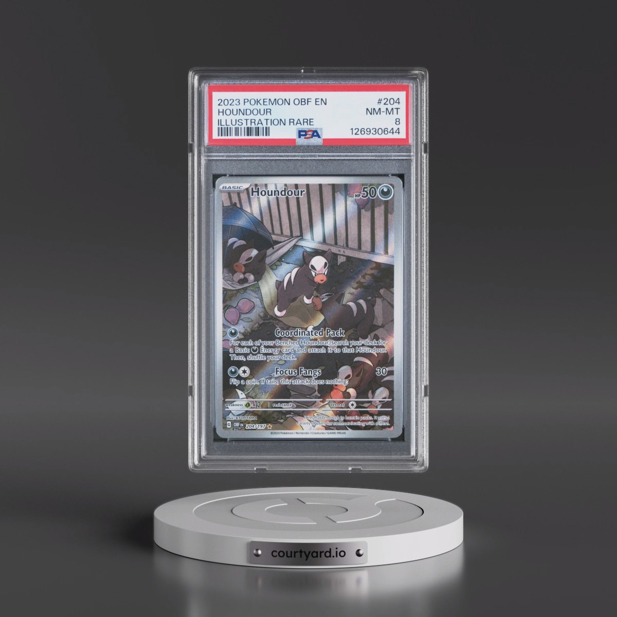 2023 Pokémon Obf EN-Obsidian Flames #204 Houndour - Illustration Rare (PSA 8 NM-MT)