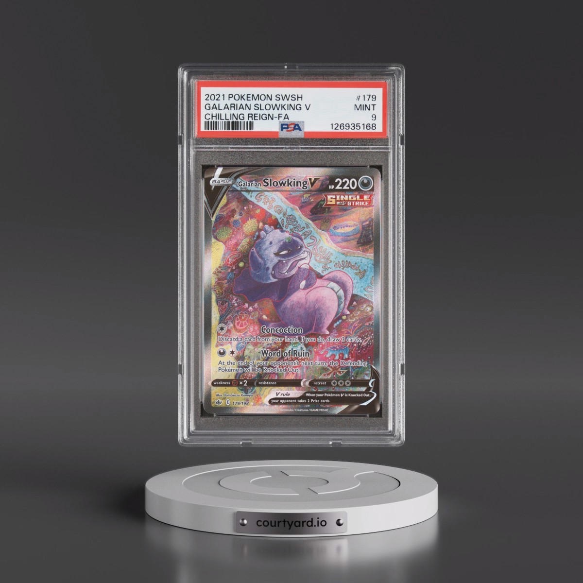 2021 Pokémon Sword & Shield Chilling Reign #179 Galarian Slowking V - Holo Full Art (PSA 9 MINT)