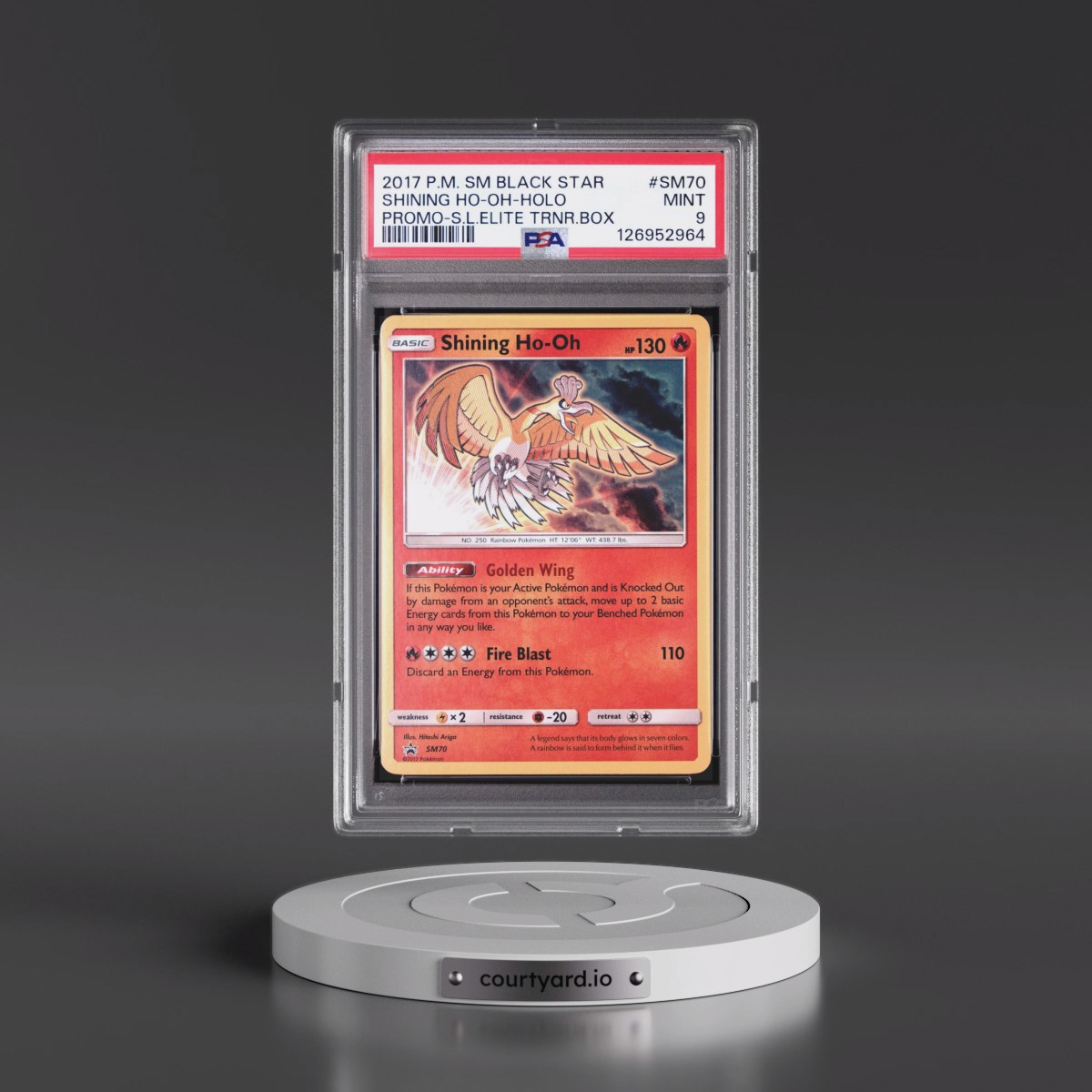 2017 Pokémon SM Black Star Promo #SM70 Shining HO-Oh - Holo Holo Shining Legends Elite Trainer Box (PSA 9 MINT)