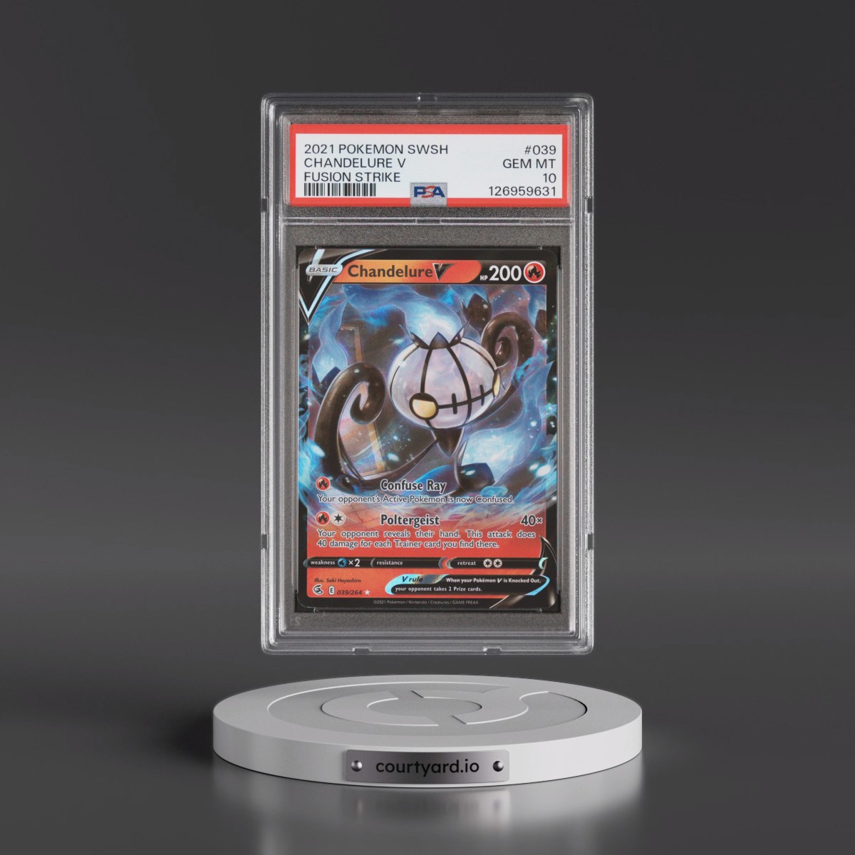 2021 Pokémon Sword & Shield Fusion Strike #039 Chandelure V - Holo (PSA 10 GEM MINT)