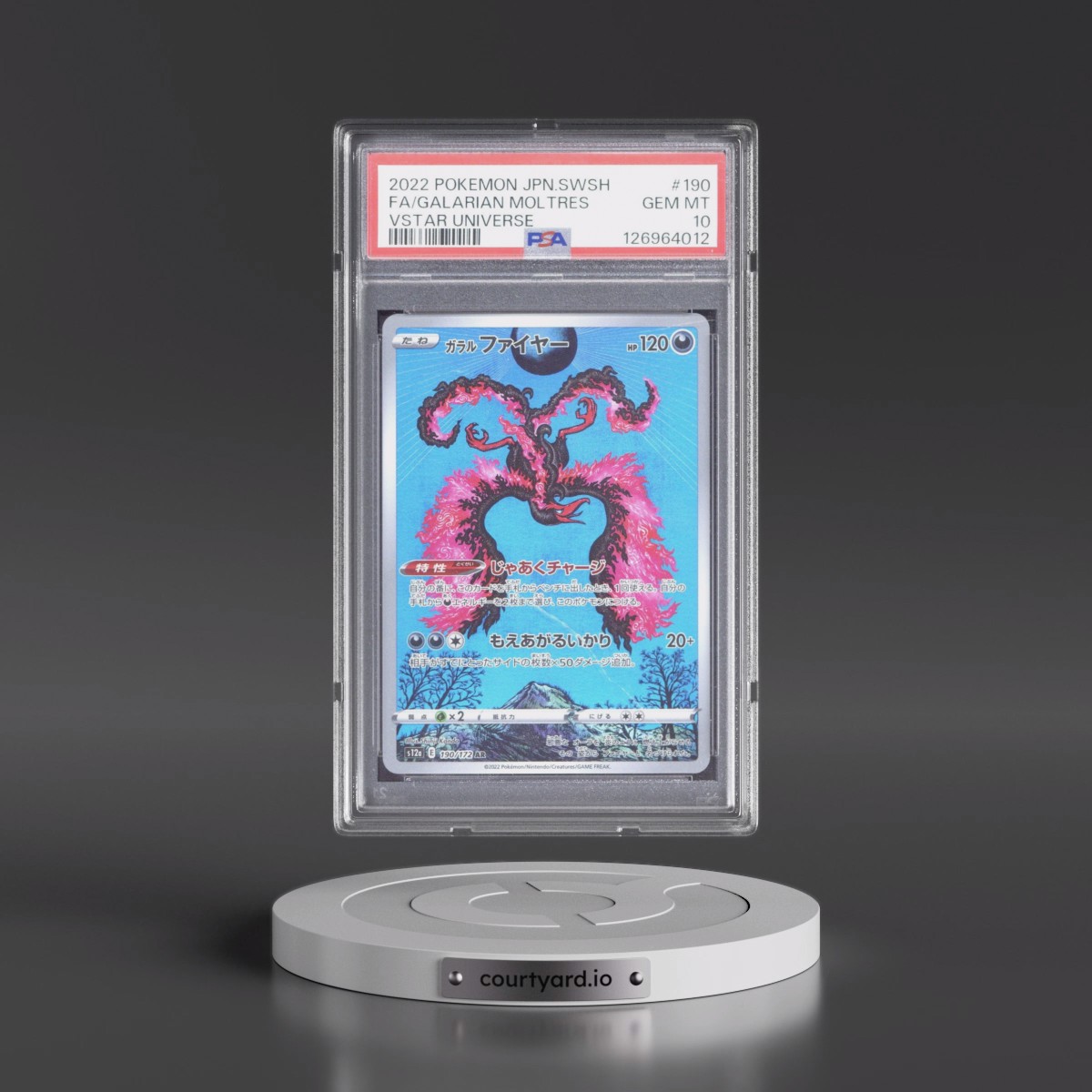 2022 Pokémon Sword & Shield Vstar Universe #190 Galarian Moltres - Full Art (PSA 10 GEM MINT)