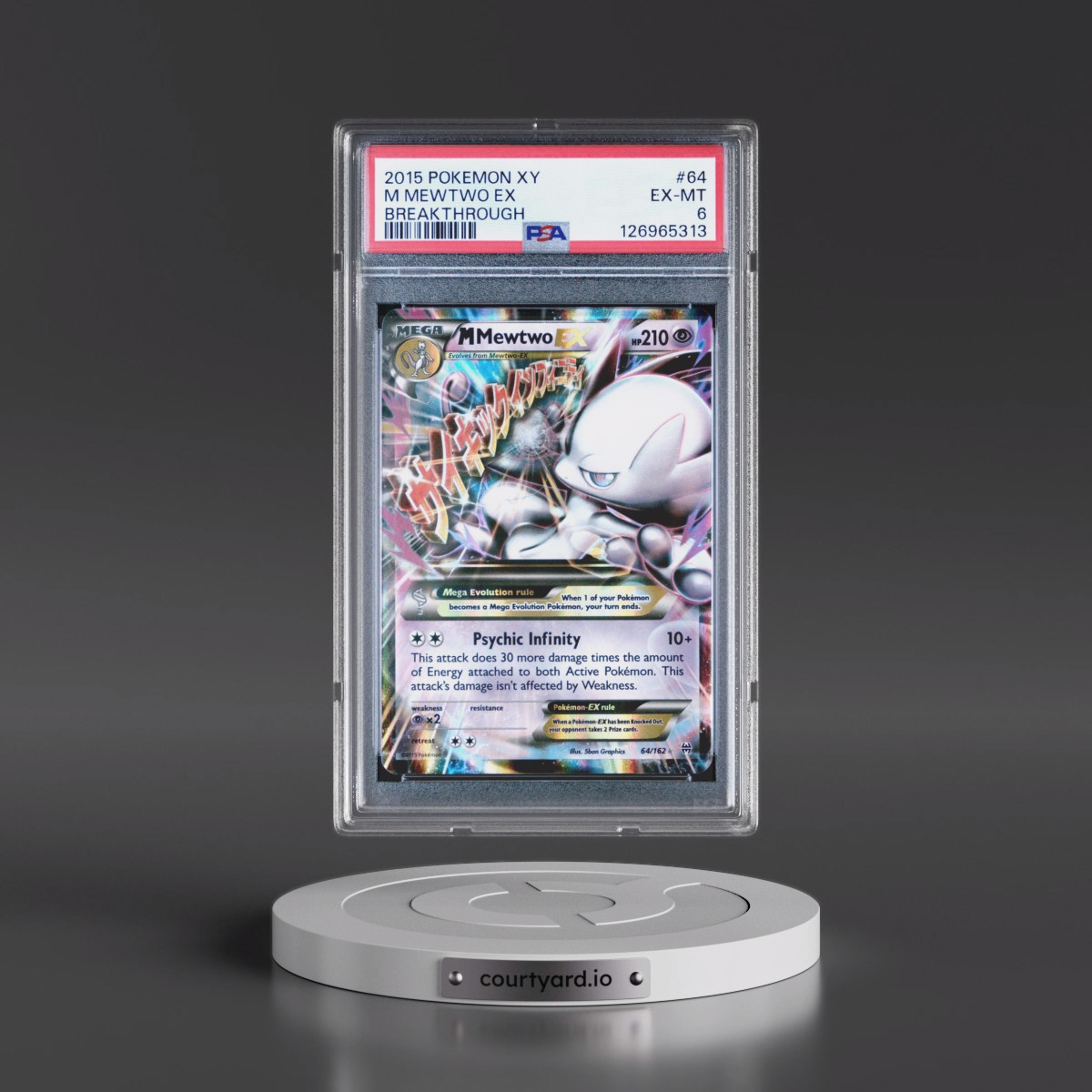 2015 Pokémon XY Breakthrough #64 M Mewtwo EX - Holo (PSA 6 EX-MT)