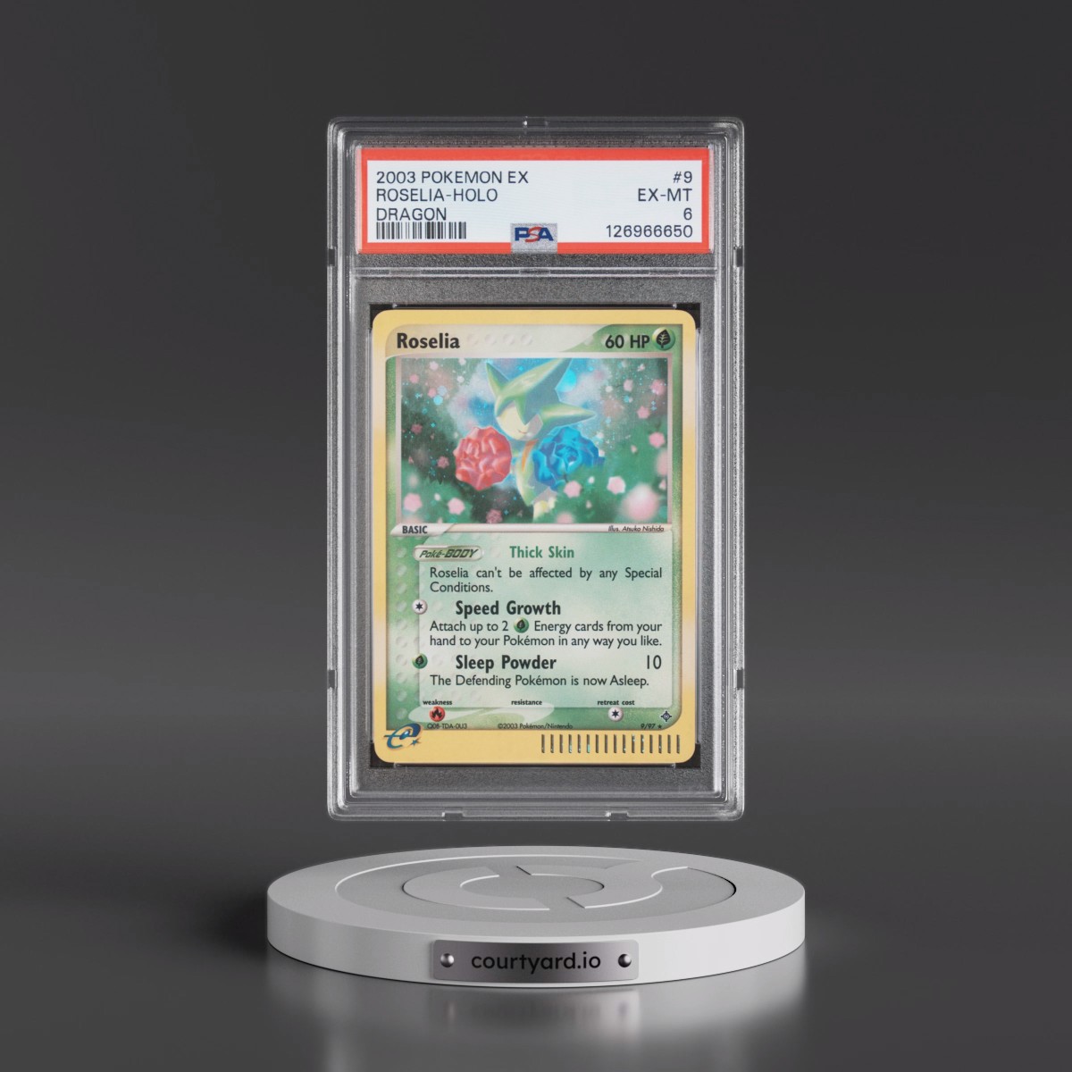 2003 Pokémon EX Dragon #9 Roselia - Holo (PSA 6 EX-MT)