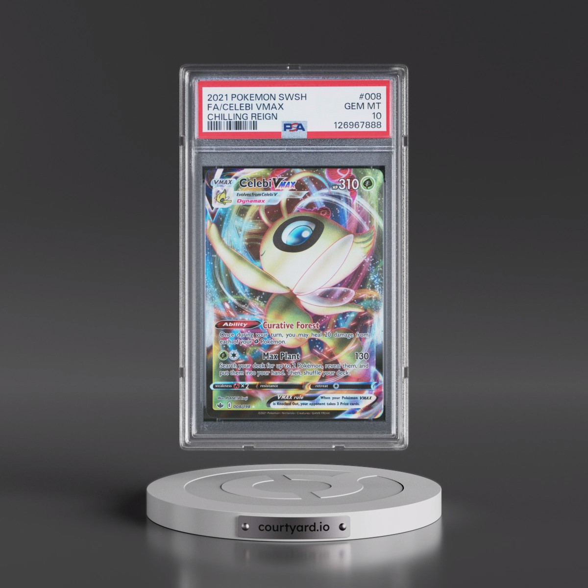 2021 Pokémon Sword & Shield Chilling Reign #008 Celebi Vmax - Full Art (PSA 10 GEM MINT)