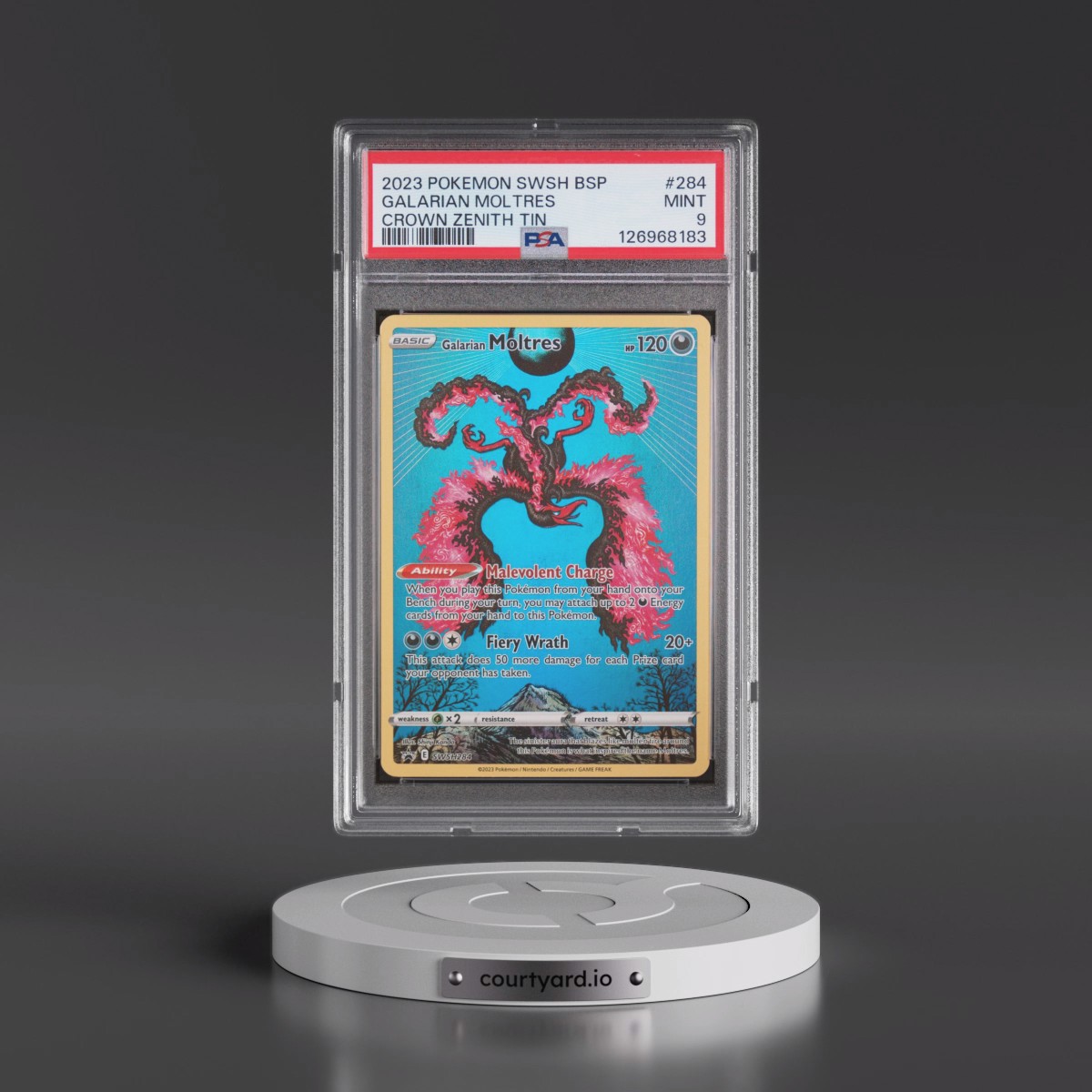 2023 Pokémon Swsh Black Star Promo #284 Galarian Moltres - Crown Zenith Tins (PSA 9 MINT)