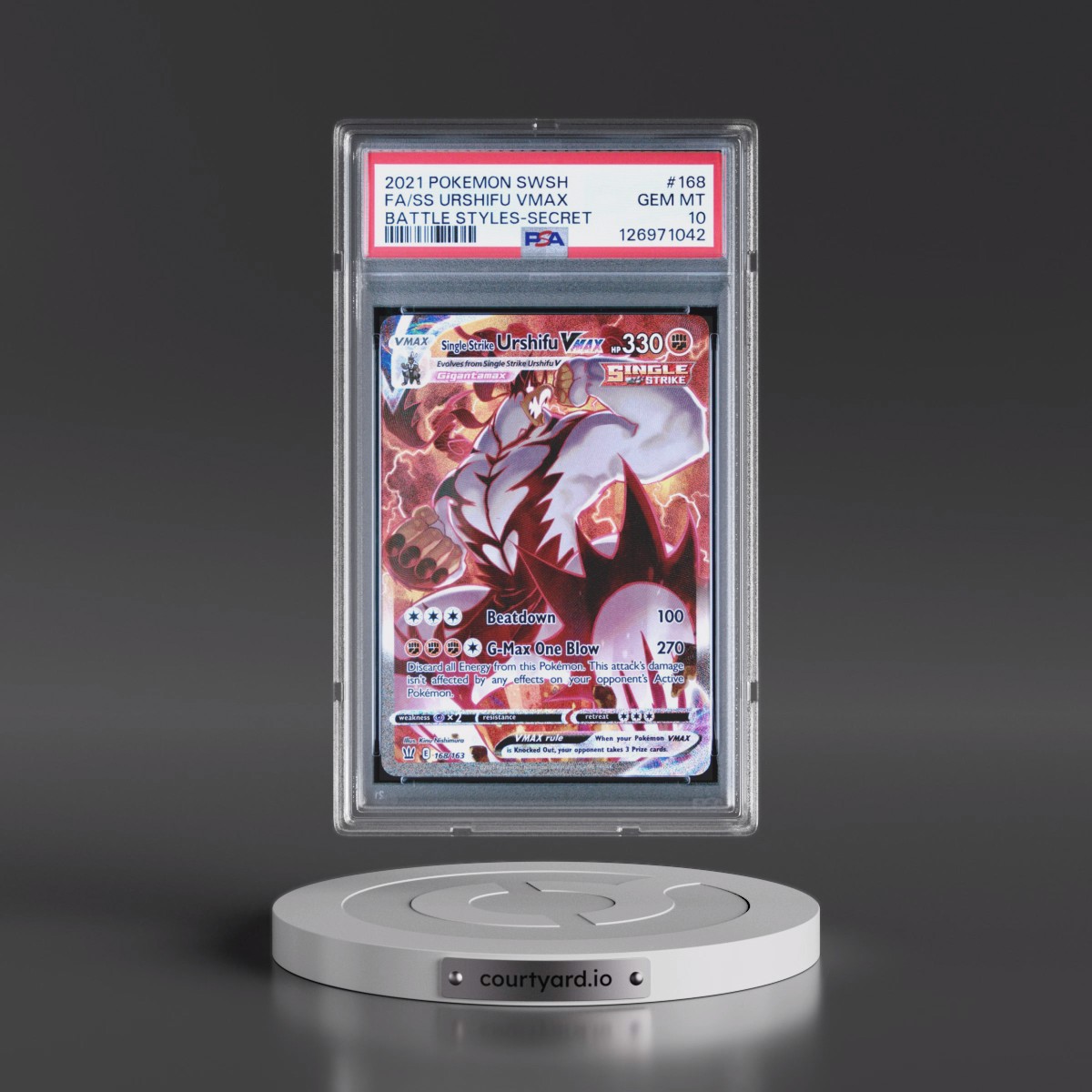 2021 Pokémon Sword & Shield Battle Styles #168 Single Strike Urshifu Vmax - Full Art Secret (PSA 10 GEM MINT)