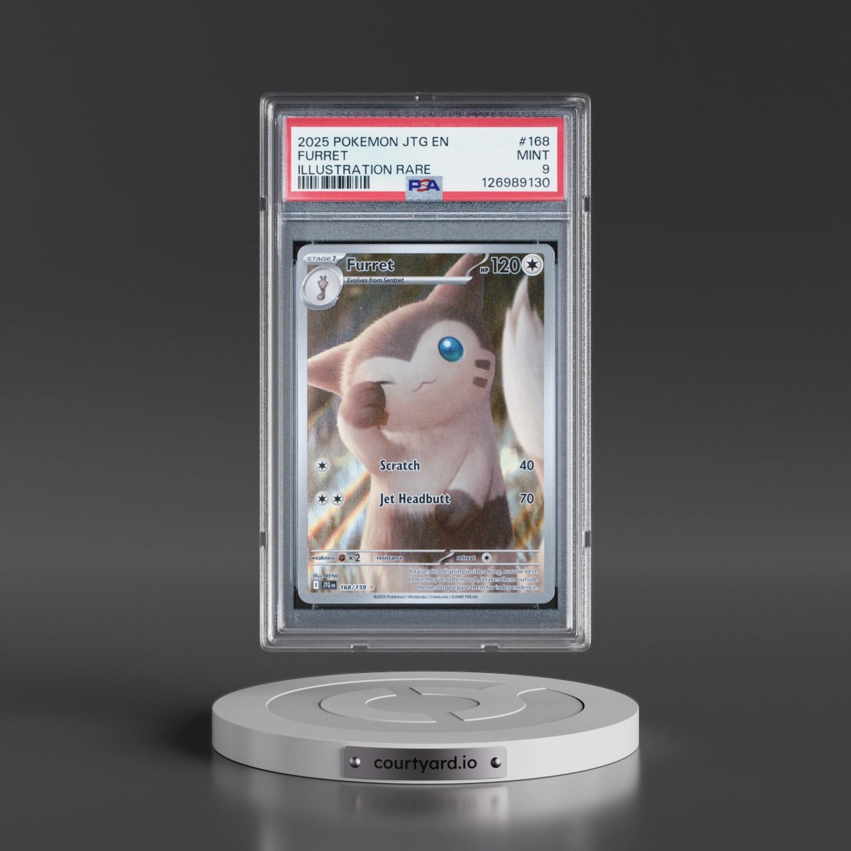 2025 Pokémon Jtg EN-Journey Together #168 Furret - Illustration Rare (PSA 9 MINT)