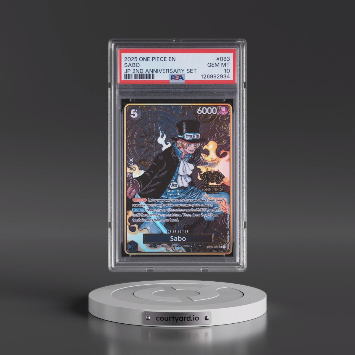 2025 One Piece Japanese 2nd Anniversary Set #083 Sabo (PSA 10 GEM MINT)