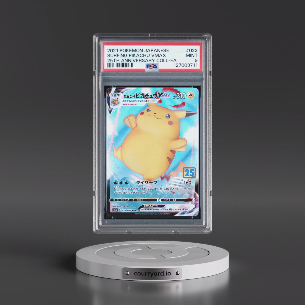 2021 Pokémon 25th Anniversary Collection #022 Surfing Pikachu Vmax - Full Art (PSA 9 MINT)