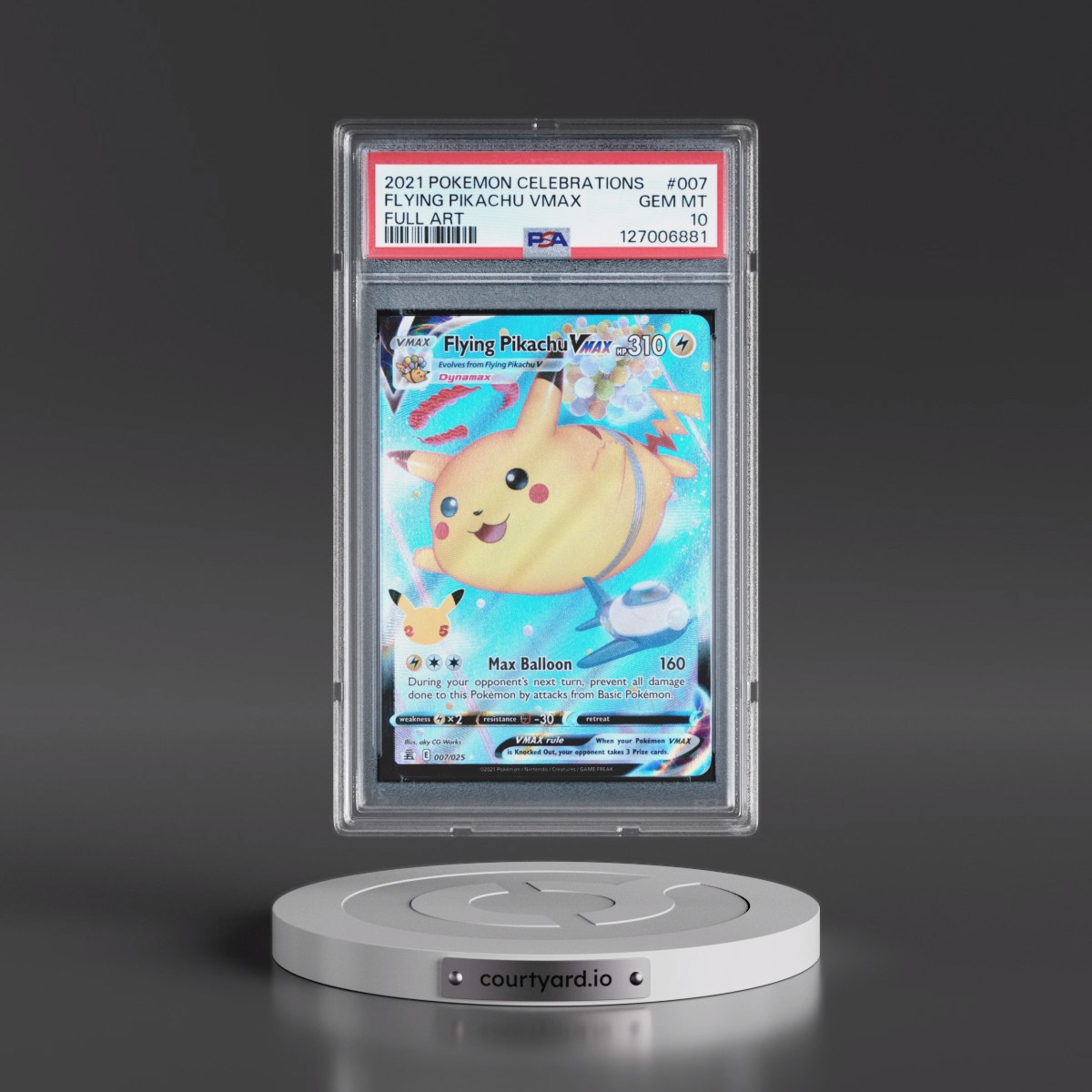 2021 Pokémon Celebrations #007 Flying Pikachu Vmax - Full Art (PSA 10 GEM MINT)