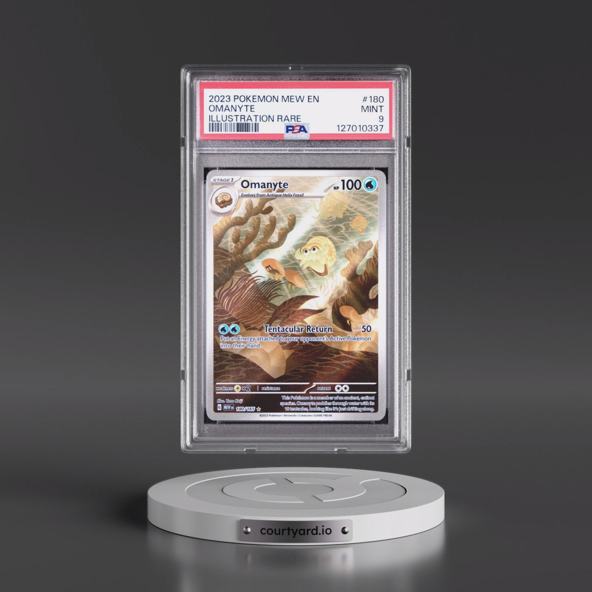 2023 Pokémon Mew EN-151 #180 Omanyte - Illustration Rare (PSA 9 MINT)