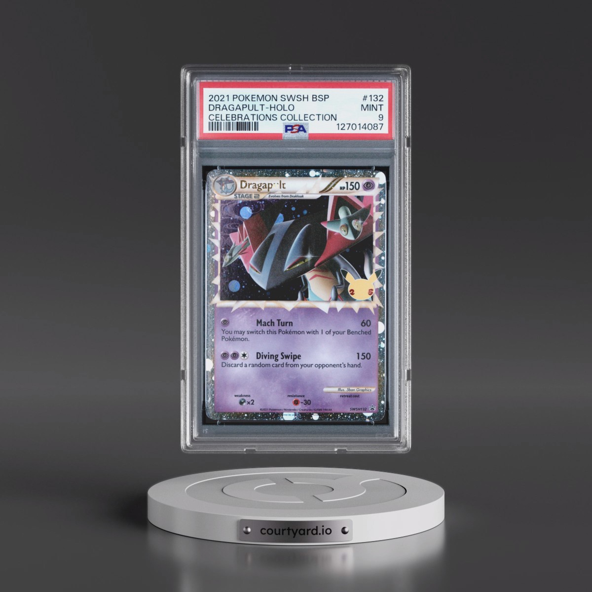 2021 Pokémon Swsh Black Star Promo #132 Dragapult - Holo Celebrations Collection (PSA 9 MINT)