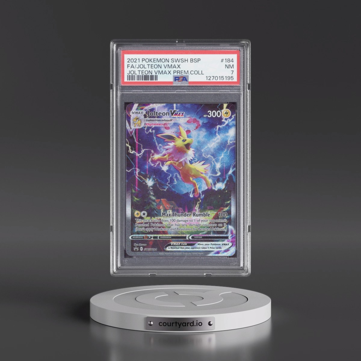2021 Pokémon Swsh Black Star Promo #184 Jolteon Vmax - Full Art Jolteon Vmax Premium Collection (PSA 7 NM)