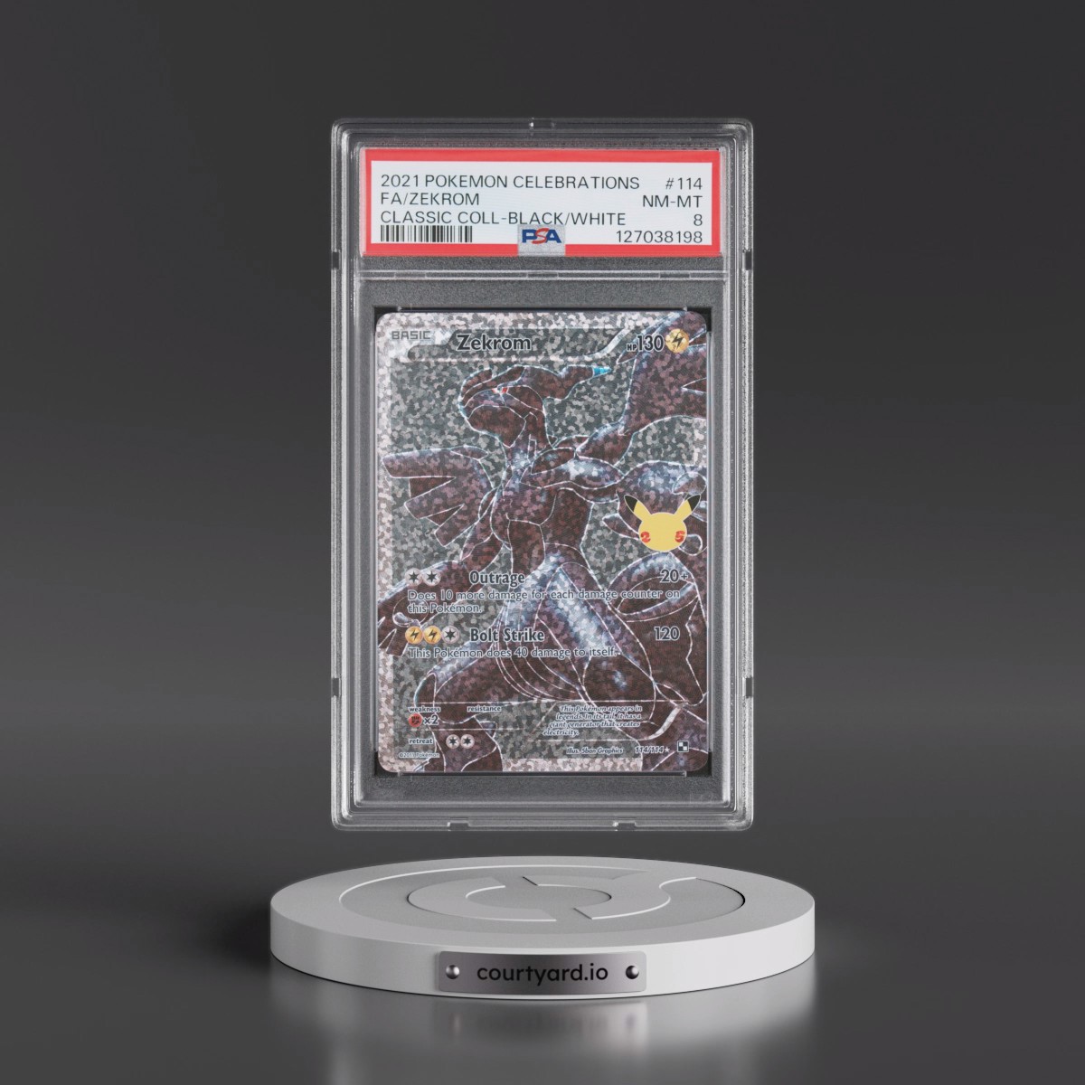 2021 Pokémon Celebrations Classic Collection #114 Zekrom - Full Art (PSA 8 NM-MT)