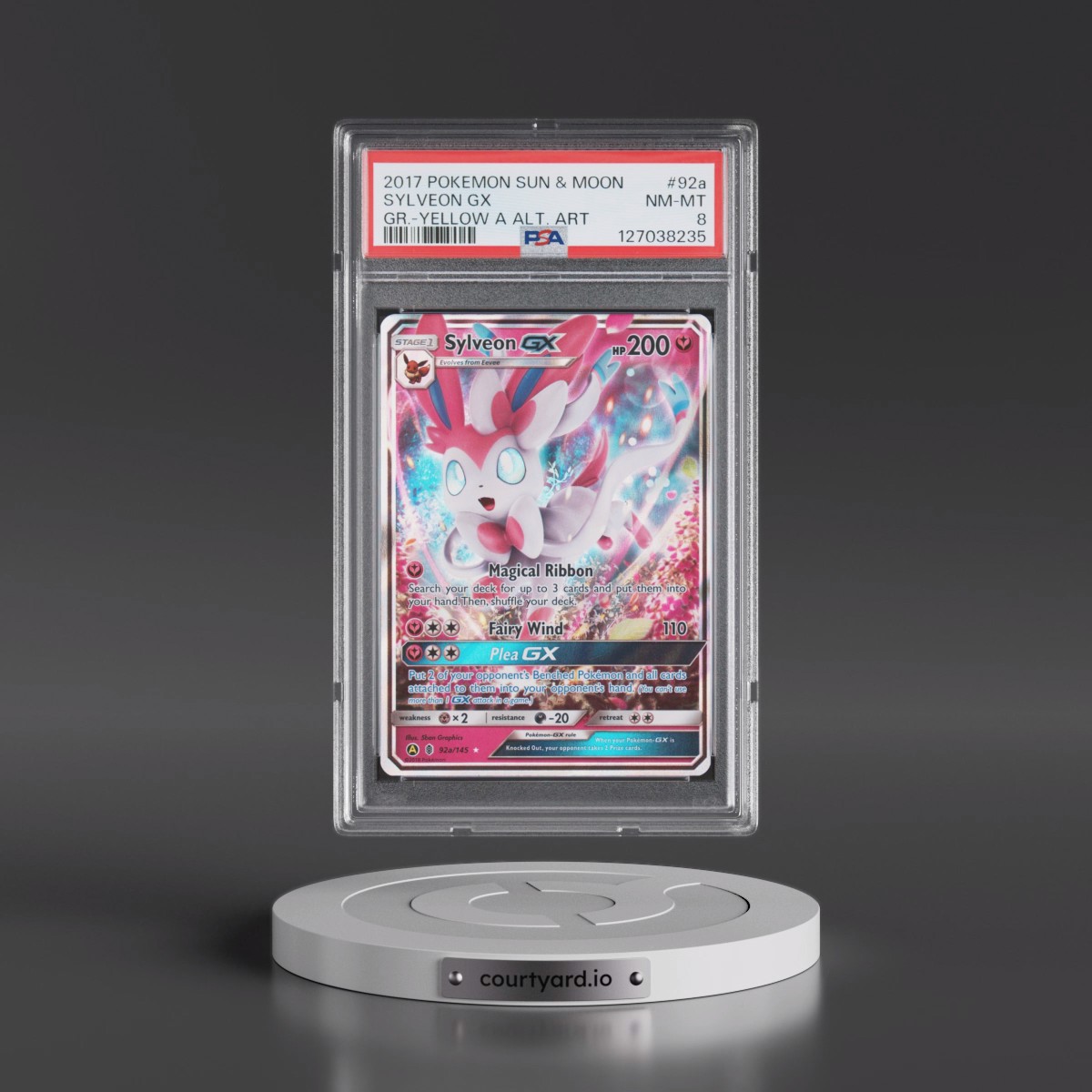 2017 Pokémon Sun & Moon Guardians Rising #92a Sylveon GX - Holo Yellow A Alternate Art (PSA 8 NM-MT)