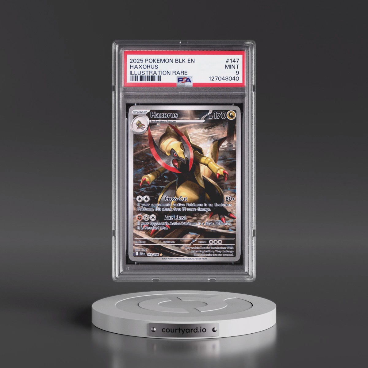 2025 Pokémon Blk EN-Black Bolt #147 Haxorus - Illustration Rare (PSA 9 MINT)