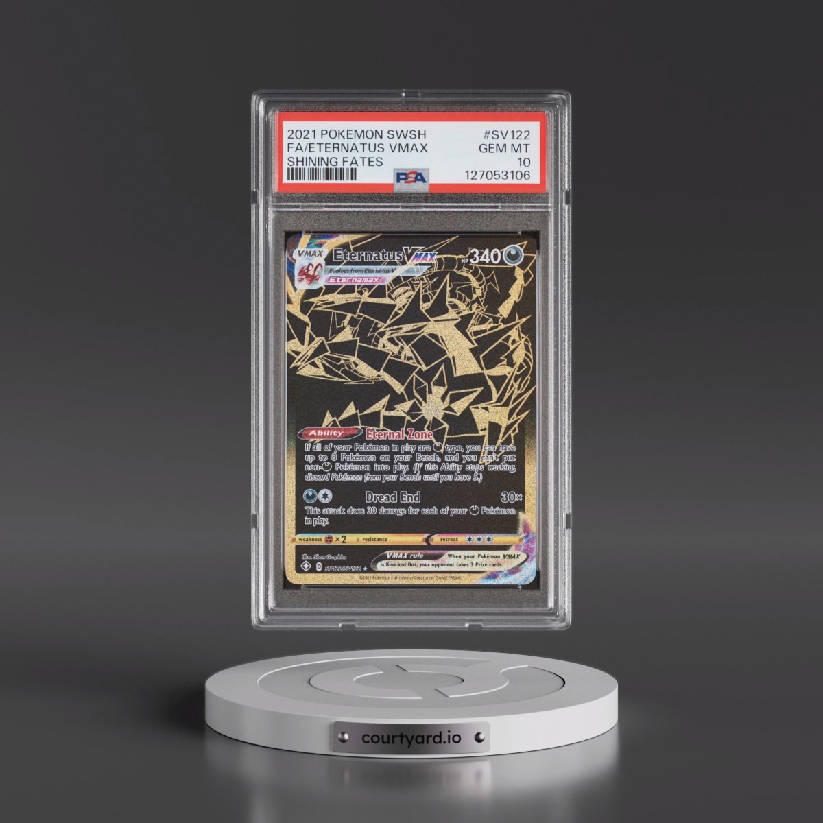 2021 Pokémon Sword & Shield Shining Fates #SV122 Eternatus Vmax - Full Art (PSA 10 GEM MINT)