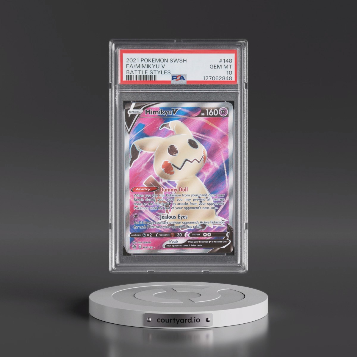 2021 Pokémon Sword & Shield Battle Styles #148 Mimikyu V - Holo Full Art (PSA 10 GEM MINT)