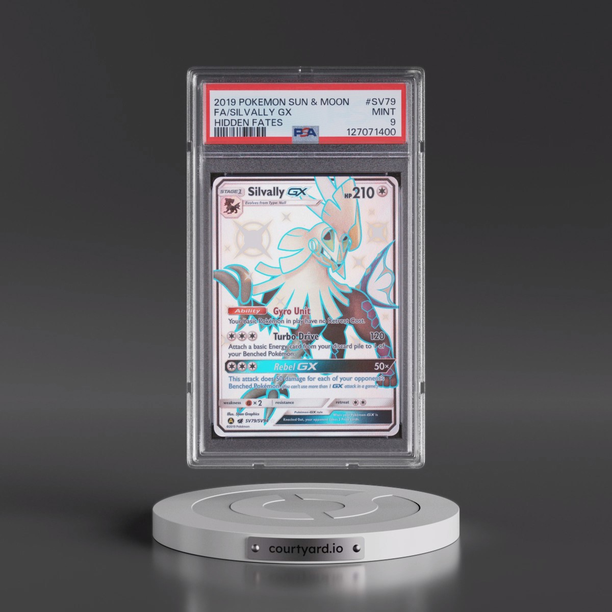2019 Pokémon Sun & Moon Hidden Fates #SV79 Silvally GX - Holo Full Art (PSA 9 MINT)