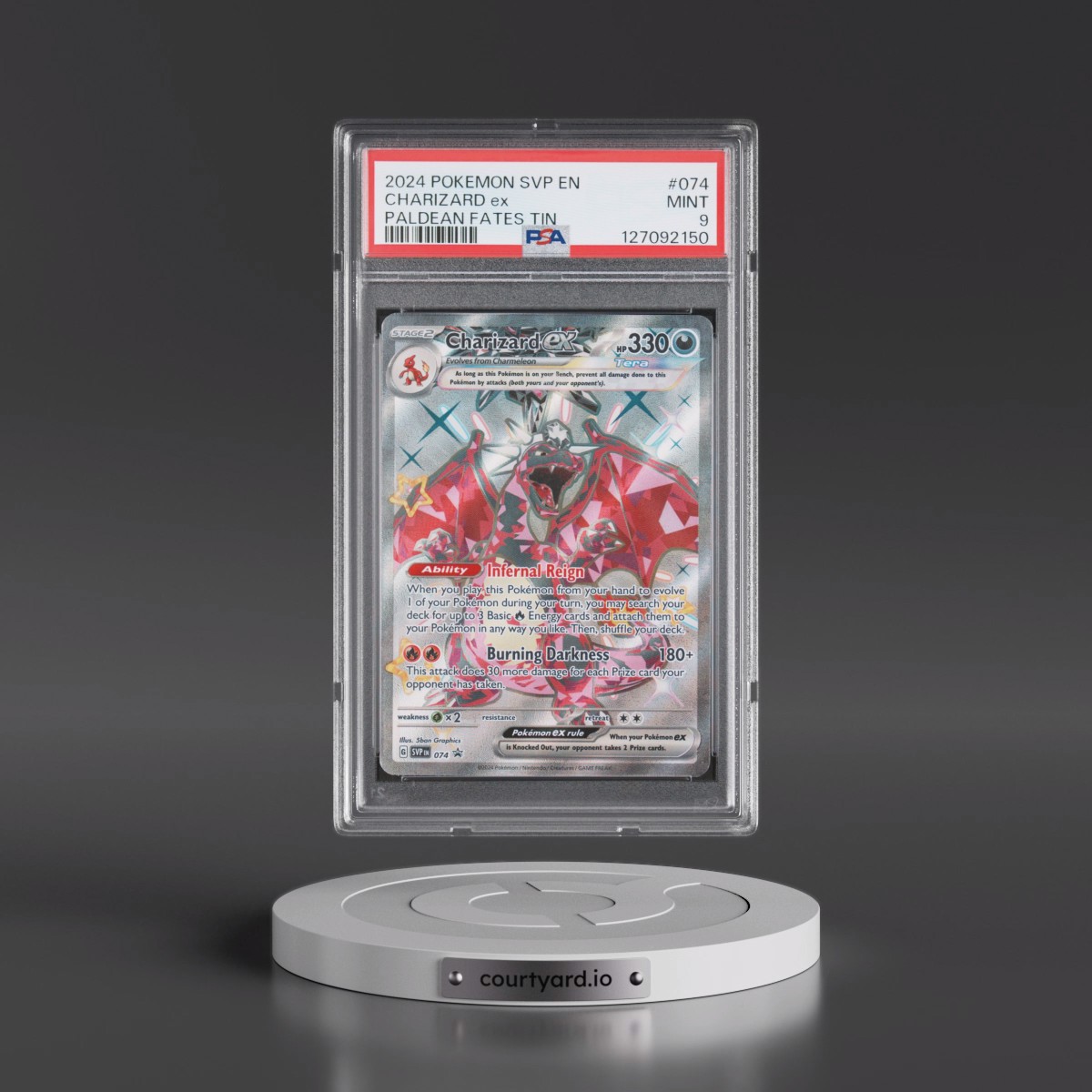 2024 Pokémon Svp EN-SV Black Star Promo #074 Charizard EX - Holo Paldean Fates Tin (PSA 9 MINT)