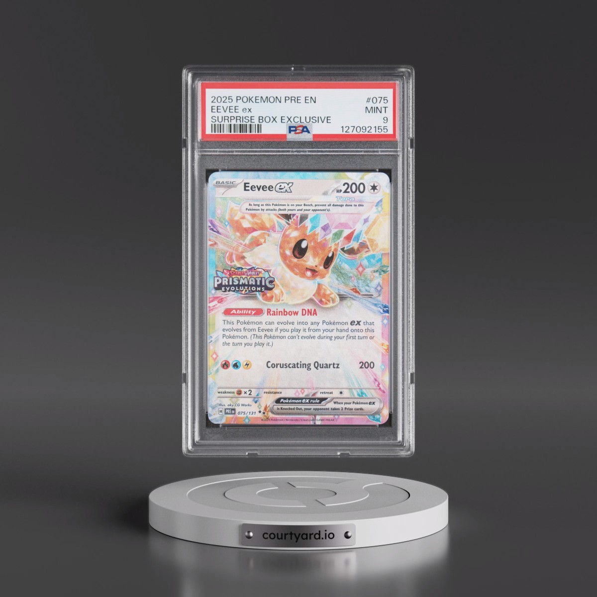 2025 Pokémon Pre EN-Prismatic Evolutions #075 Eevee EX - Holo Surprise Box Exclusive (PSA 9 MINT)