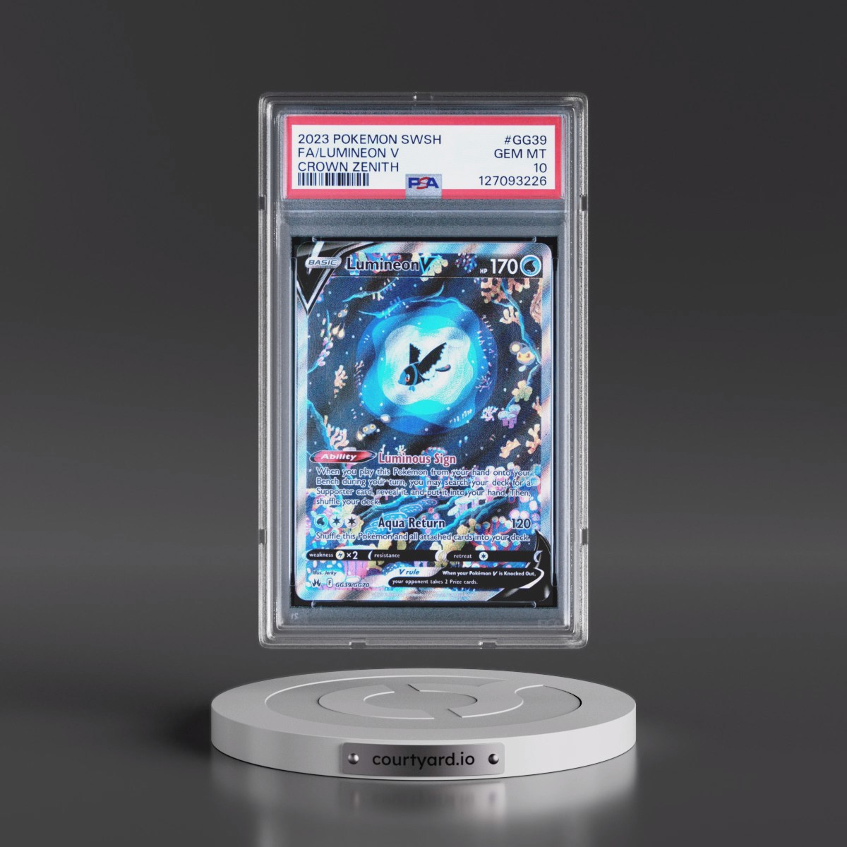 2023 Pokémon Sword and Shield Crown Zenith #GG39 Lumineon V - Holo Full Art (PSA 10 GEM MINT)