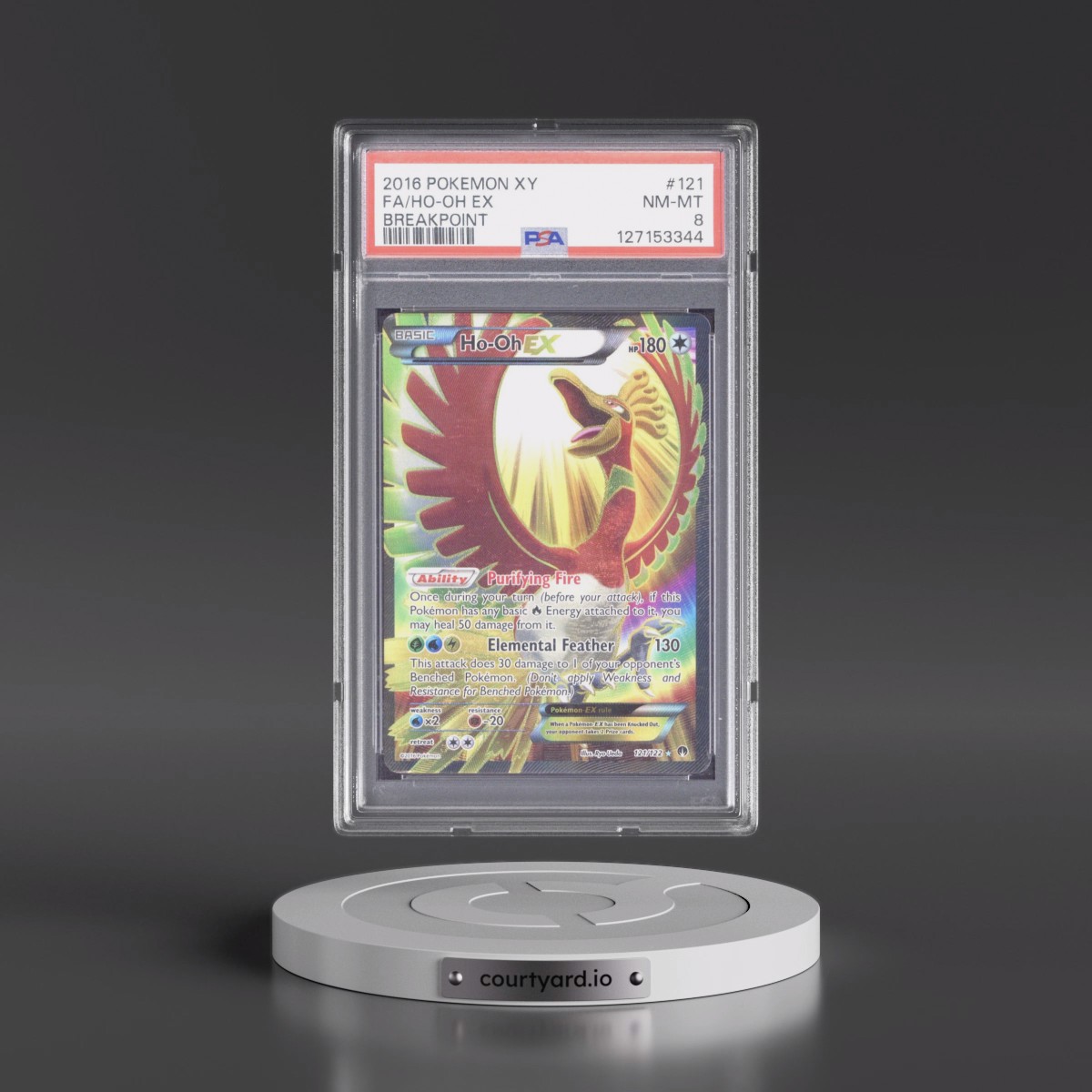 2016 Pokémon XY Breakpoint #121 HO-Oh EX - Holo Full Art (PSA 8 NM-MT)