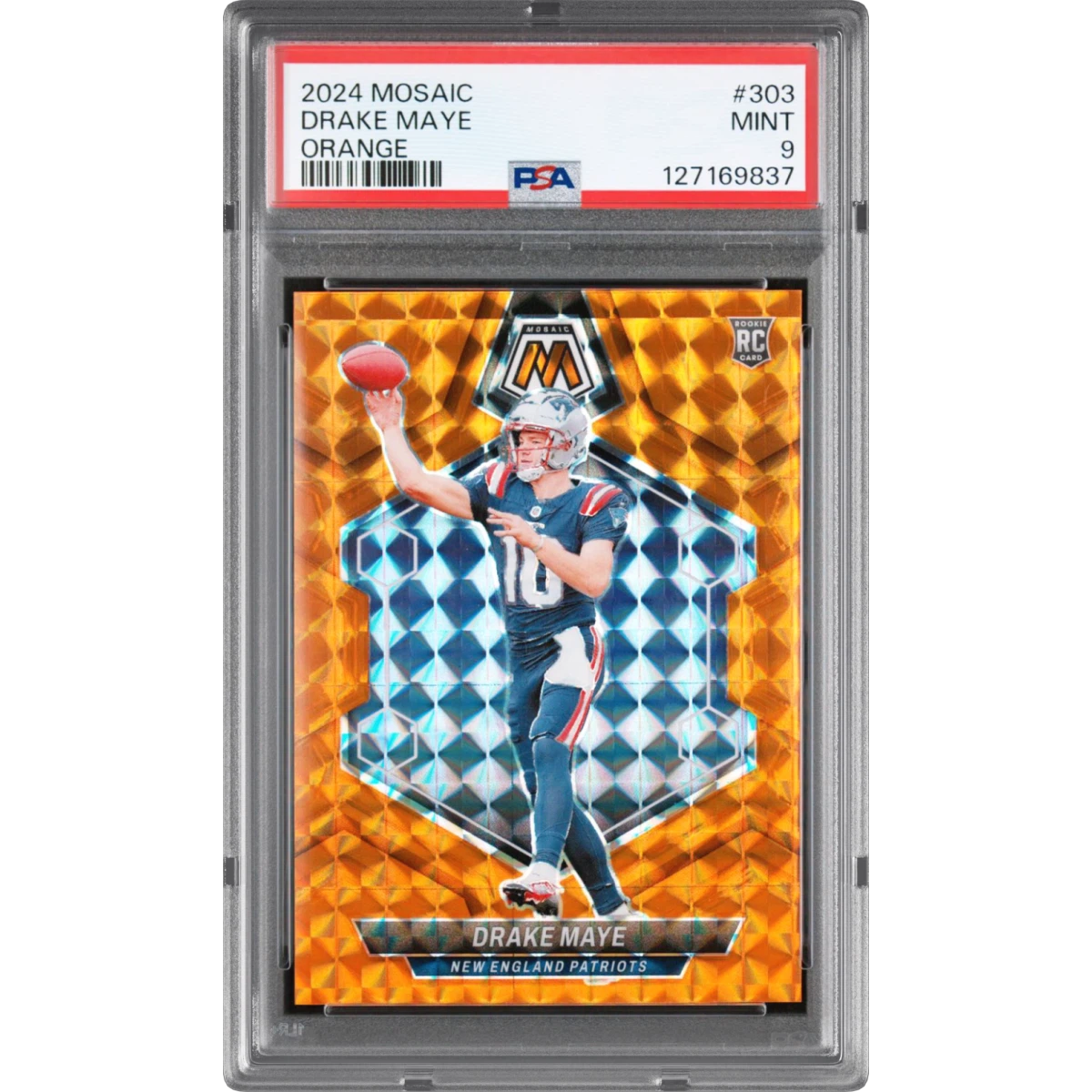 2024 Panini Mosaic #303 Drake Maye - Orange (PSA 9 MINT)