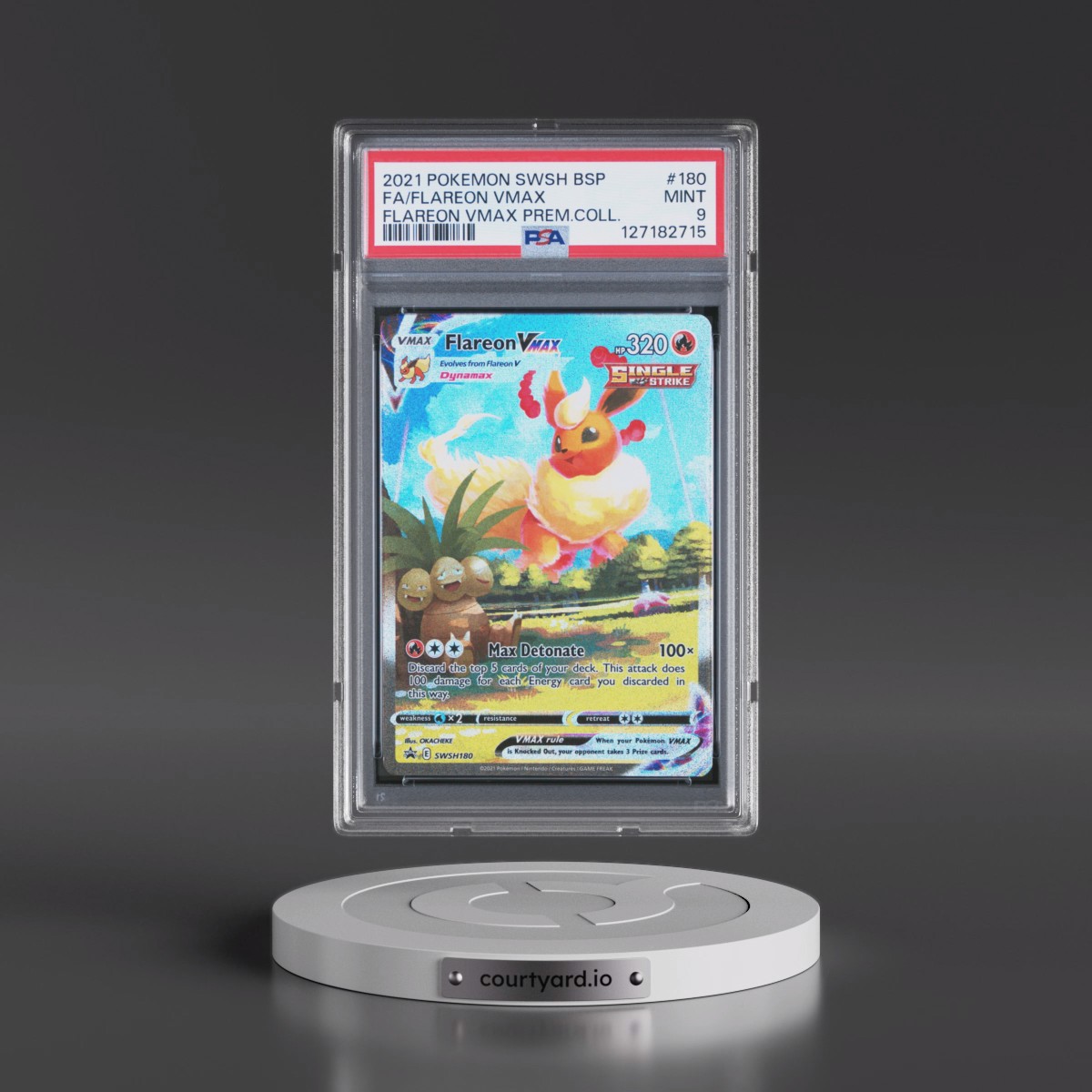 2021 Pokémon Swsh Black Star Promo #180 Flareon Vmax - Full Art Flareon Vmax Premium Collection (PSA 9 MINT)
