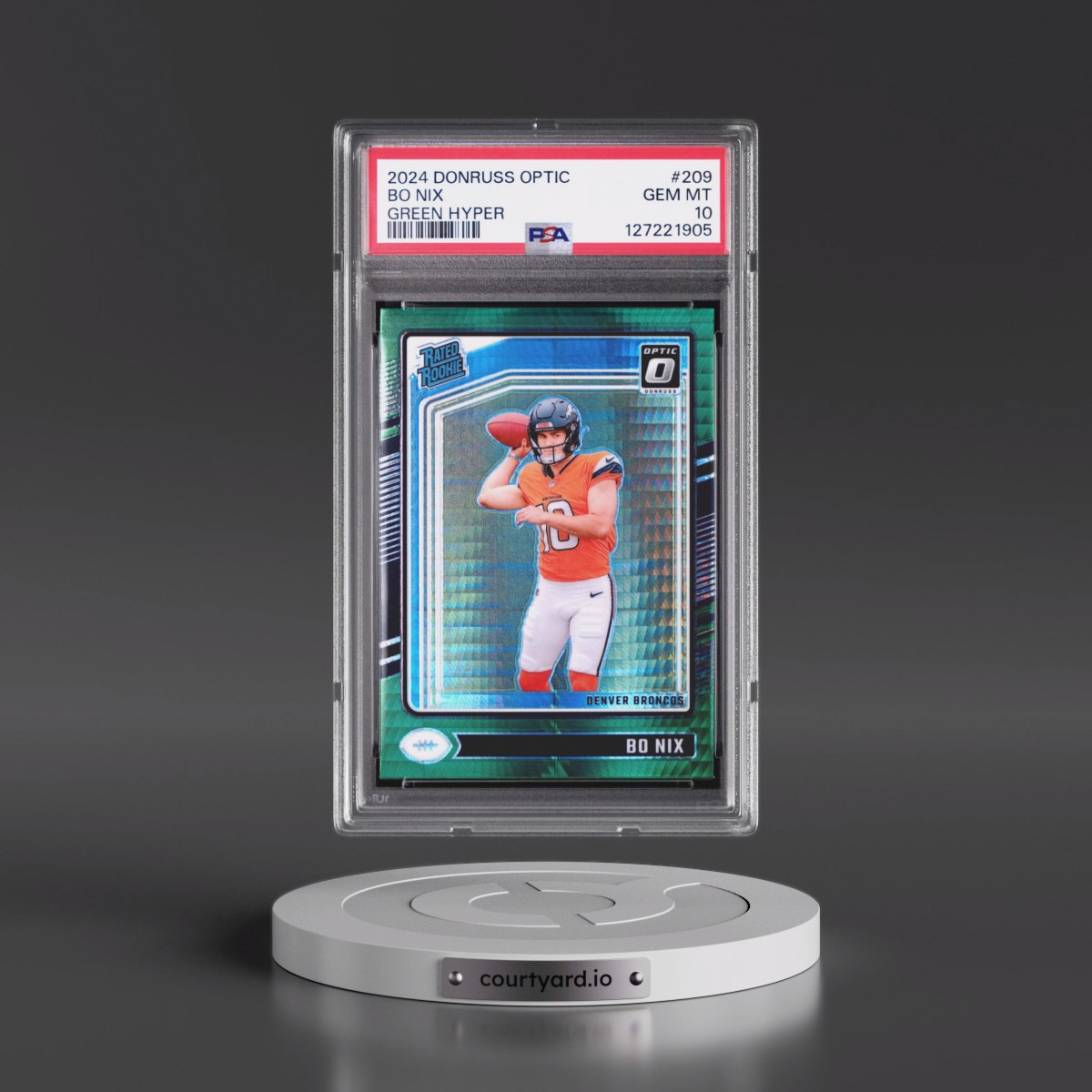 2024 Panini Donruss Optic #209 Bo Nix - Green Hyper (PSA 10 GEM MINT)
