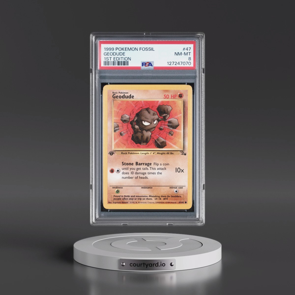 1999 Pokémon Fossil #47 Geodude - 1st Edition (PSA 8 NM-MT)