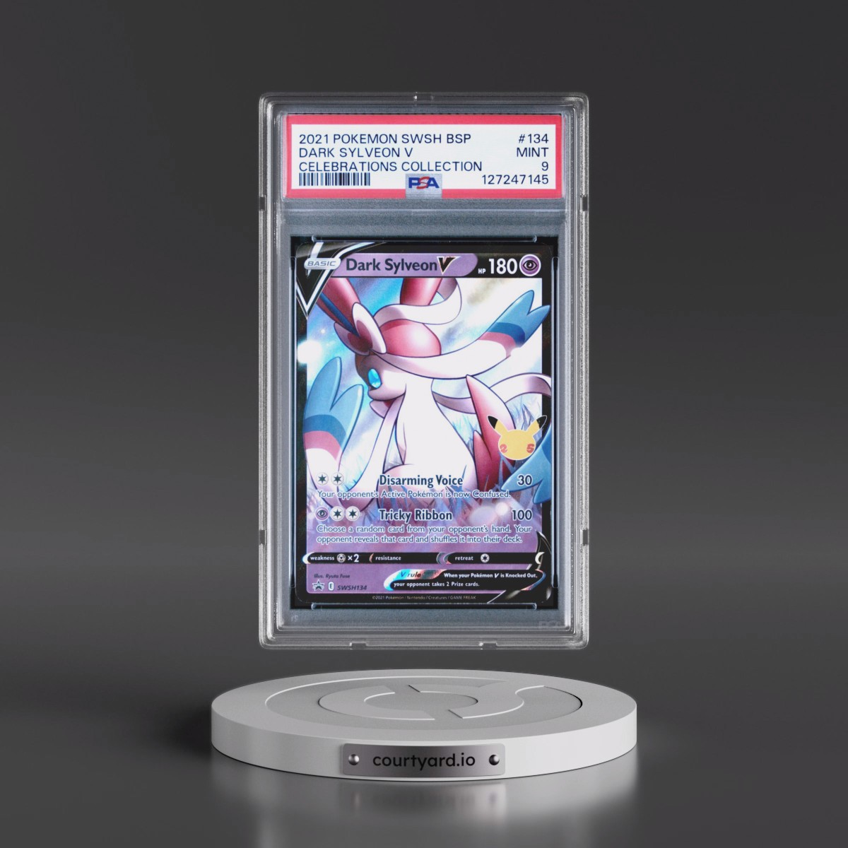 2021 Pokémon Swsh Black Star Promo #134 Dark Sylveon V - Holo Celebrations Collection (PSA 9 MINT)