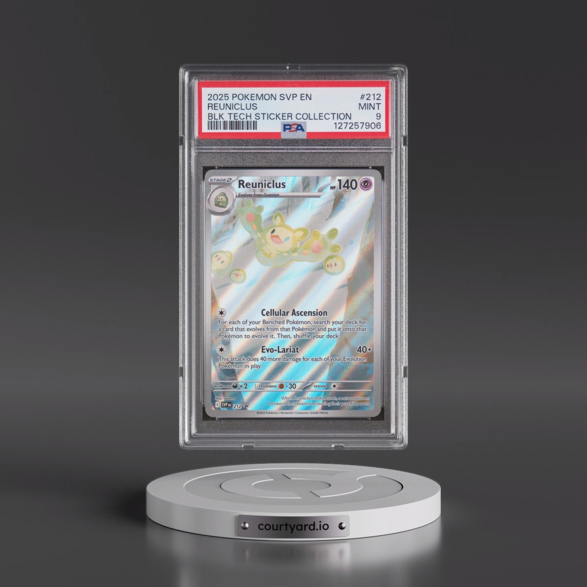 2025 Pokémon Svp EN-SV Black Star Promo #212 Reuniclus - Black Bolt Tech Sticker Collection (PSA 9 MINT)