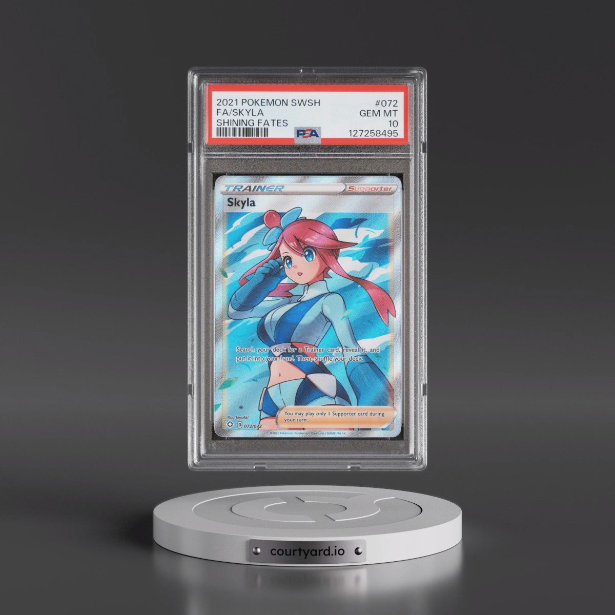 2021 Pokémon Sword & Shield Shining Fates #072 Skyla - Full Art (PSA 10 GEM MINT)