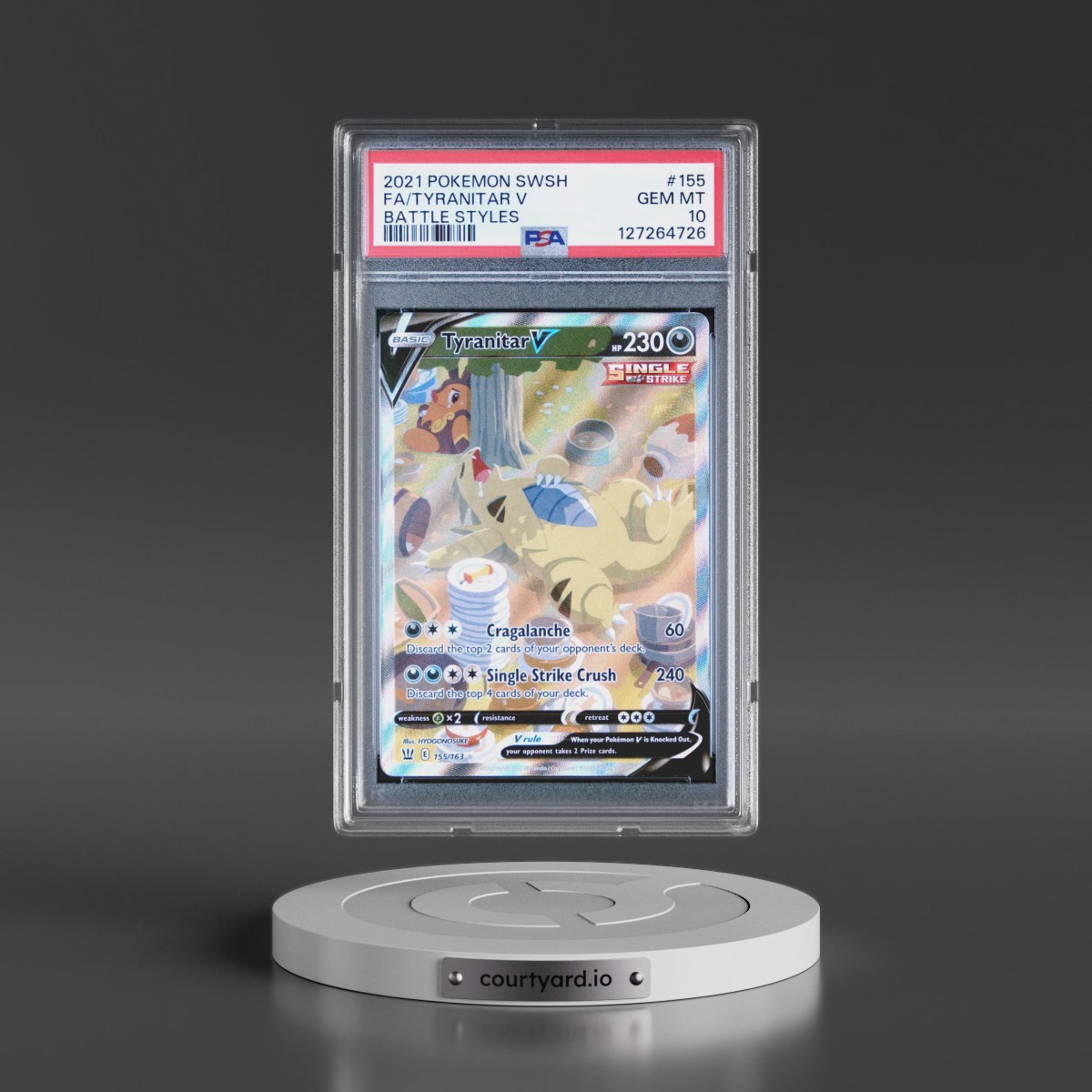 2021 Pokémon Sword & Shield Battle Styles #155 Tyranitar V - Holo Full Art (PSA 10 GEM MINT)