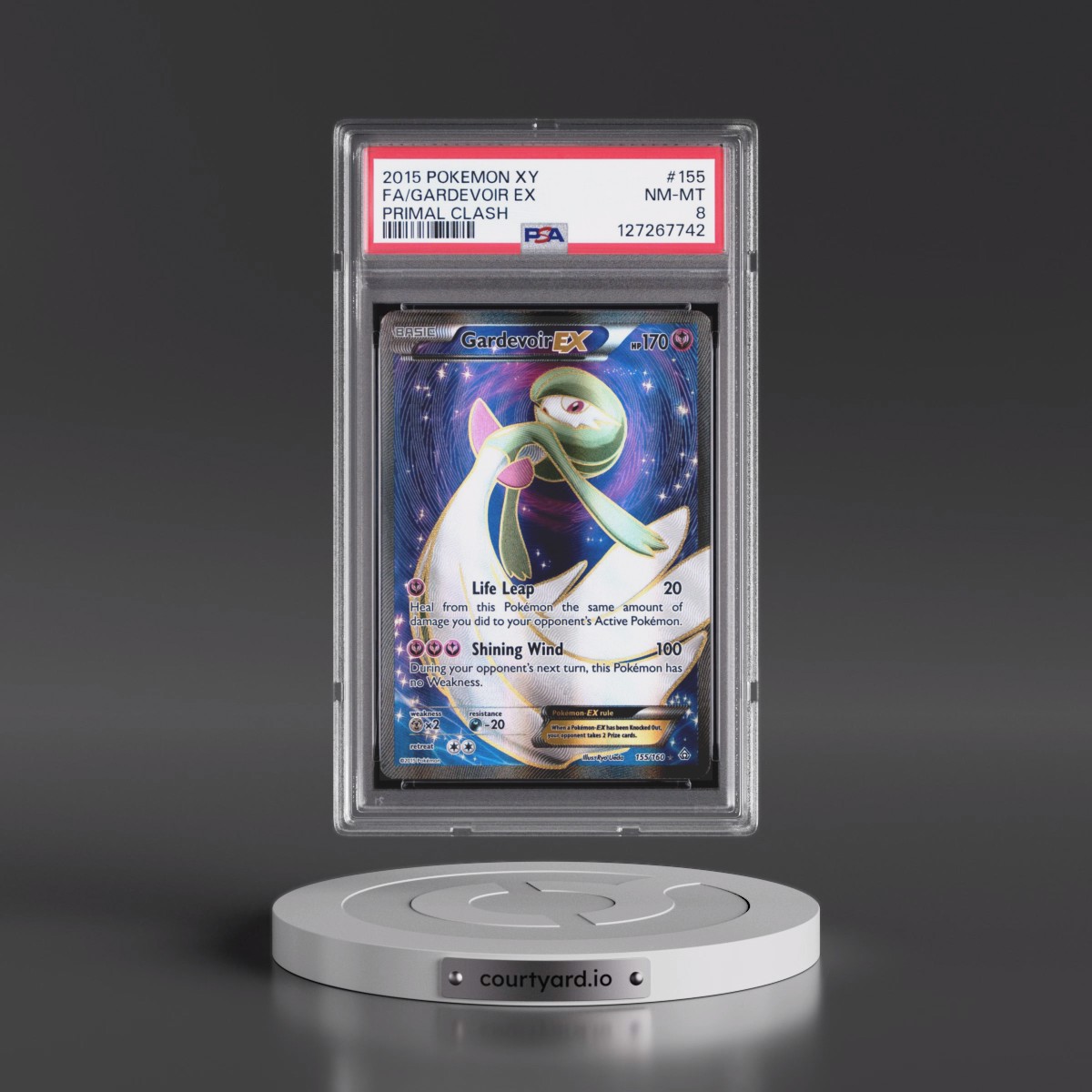 2015 Pokémon XY Primal Clash #155 Gardevoir EX - Holo Full Art (PSA 8 NM-MT)