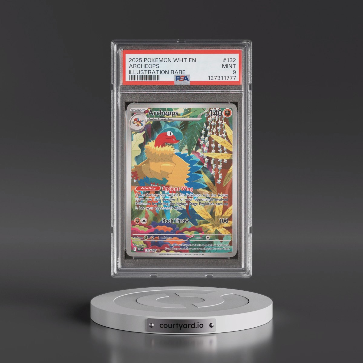 2025 Pokémon Wht EN-White Flare #132 Archeops - Illustration Rare (PSA 9 MINT)