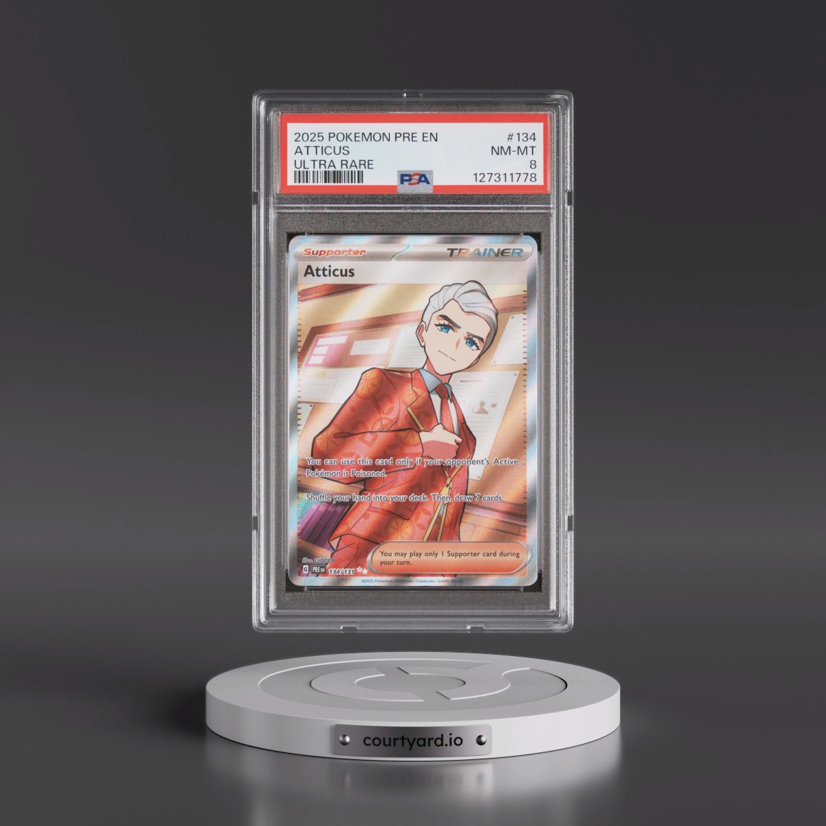 2025 Pokémon Pre EN-Prismatic Evolutions #134 Atticus - Ultra Rare (PSA 8 NM-MT)