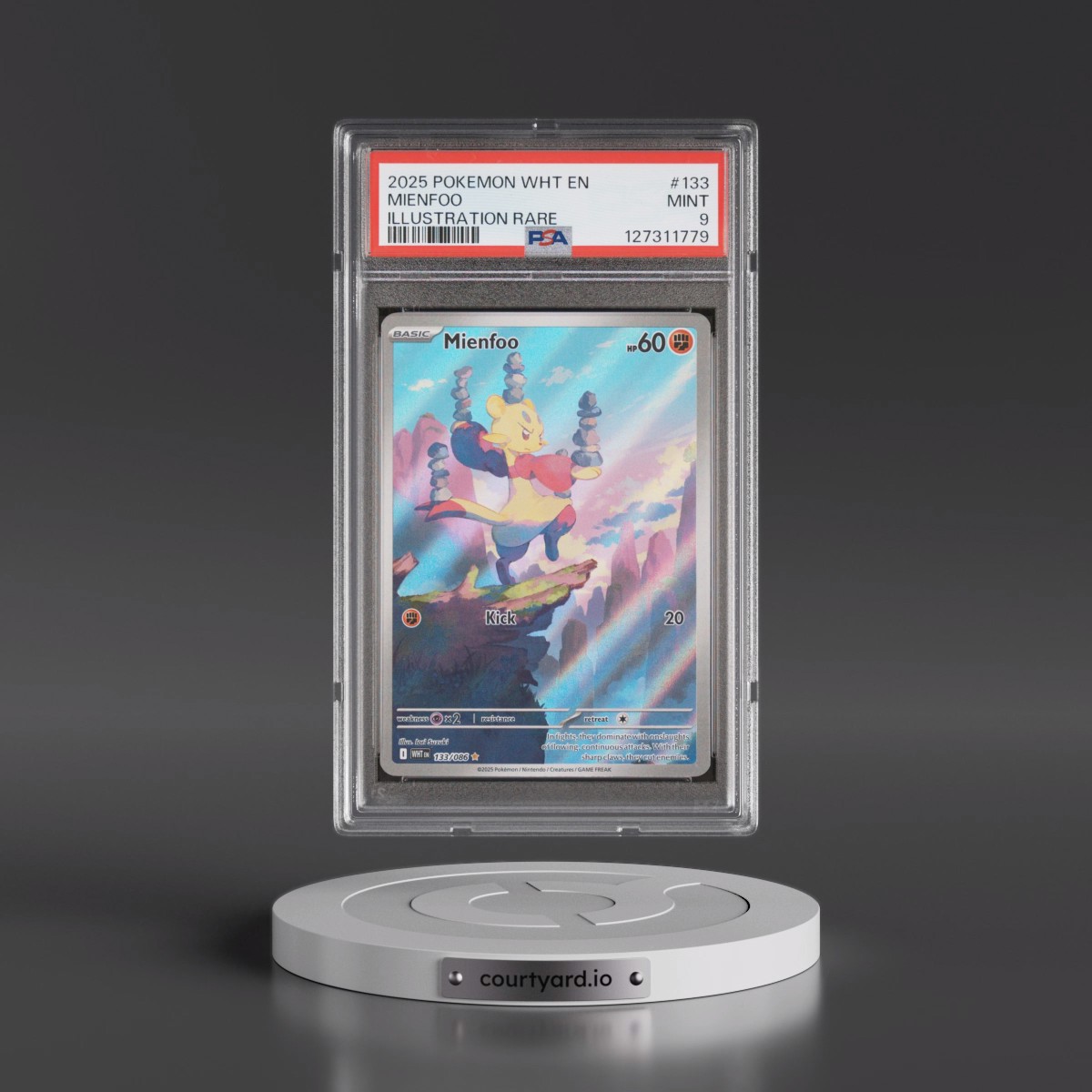 2025 Pokémon Wht EN-White Flare #133 Mienfoo - Illustration Rare (PSA 9 MINT)