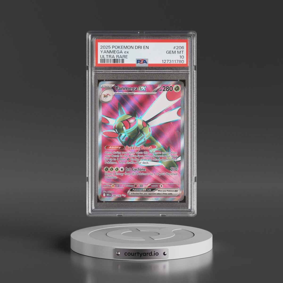 2025 Pokémon Dri EN-Destined Rivals #206 Yanmega EX - Holo Ultra Rare (PSA 10 GEM MINT)